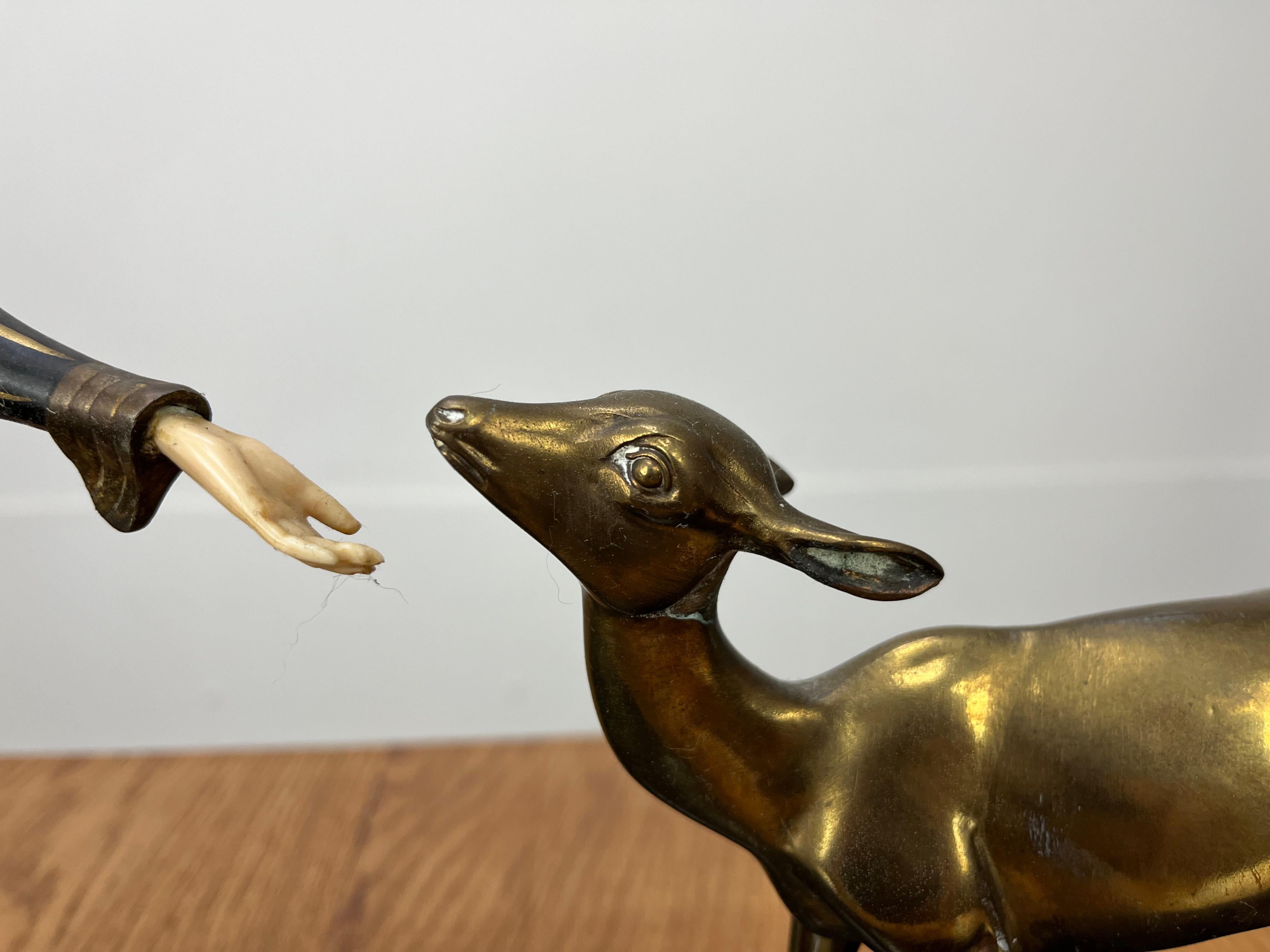 Art Deco Menneville sculpture, woman and fawn, 1930's For Sale 9
