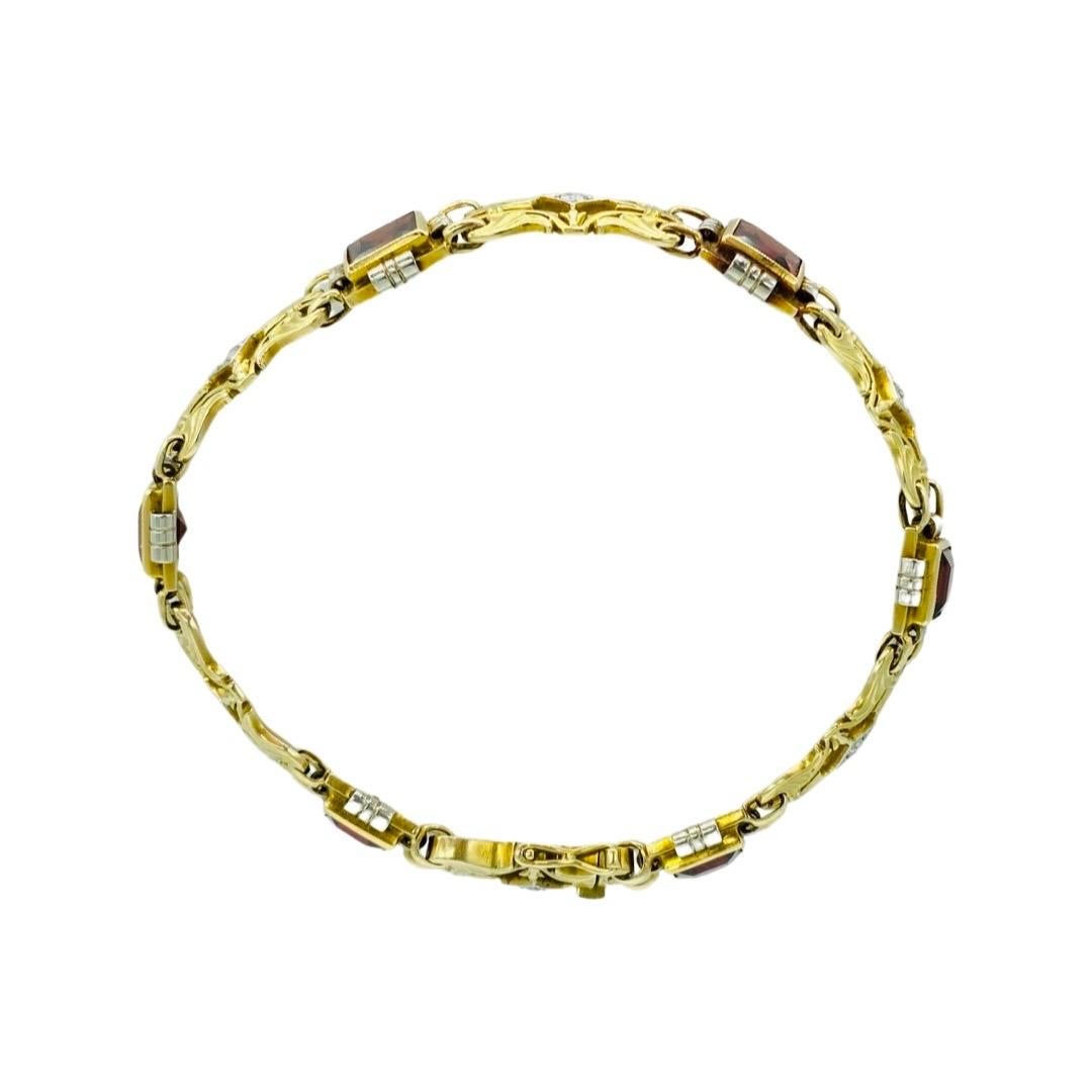 Bracelet de créateur Art déco en or 14 carats avec tourmaline de 6 carats et diamants pour hommes Unisexe en vente