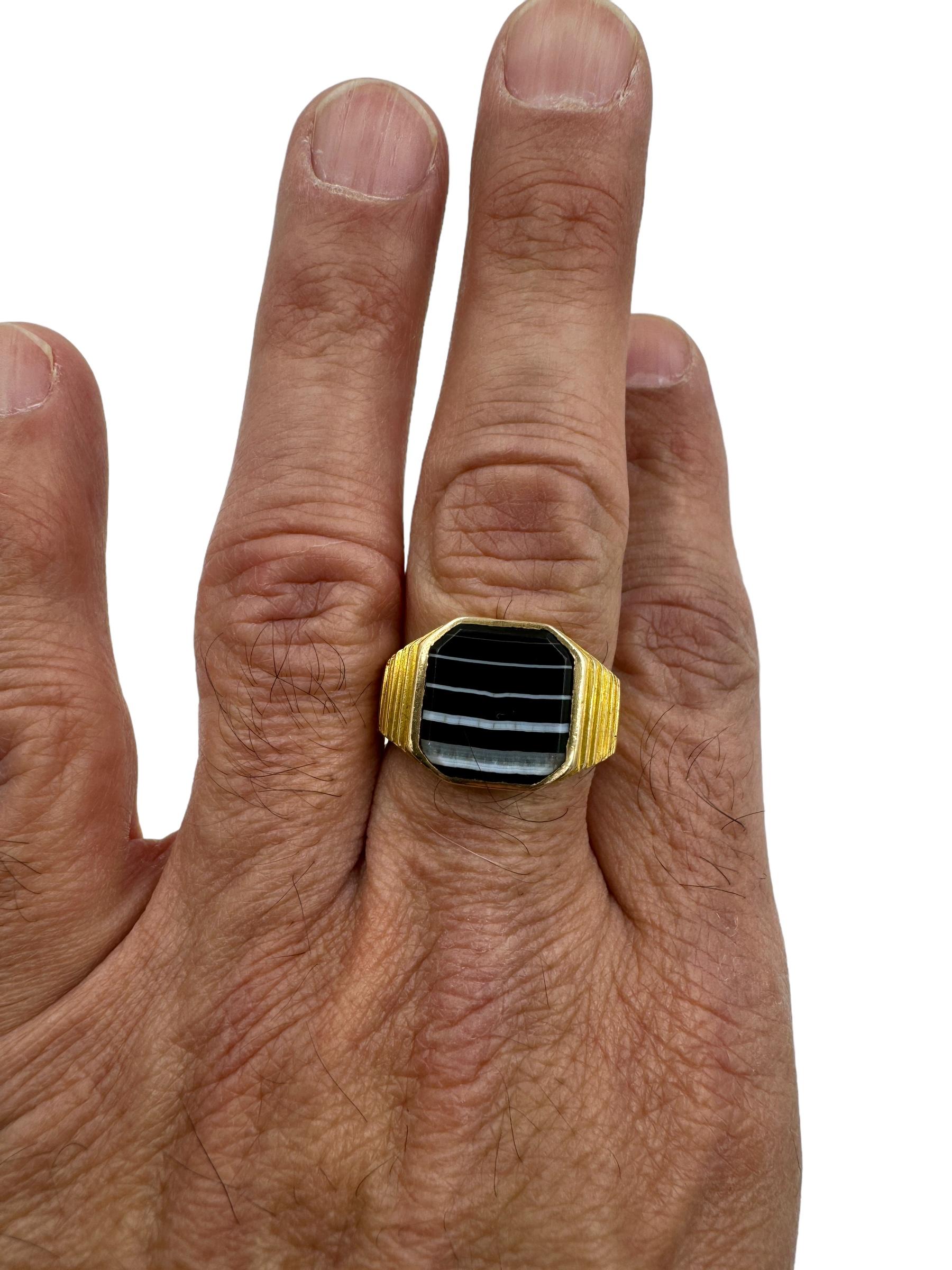 Art Deco Men’s Banded Agate Ring For Sale 3
