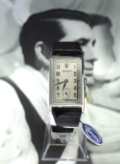 Art Deco Herren-Chromtank-Handarmbanduhr, Helvetia Neu gewartet um 1930