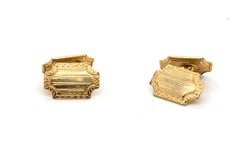 Art Deco Mens Cufflinks Hand Engraved Yellow Gold Filled Parks Bros & Rogers