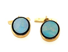 Art Deco Mens European Opal Onyx Cufflinks 18k Antique Original, 1930s-1940s