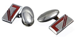 Art Deco Men's Geometric Enamel Cufflinks, circa 1930s