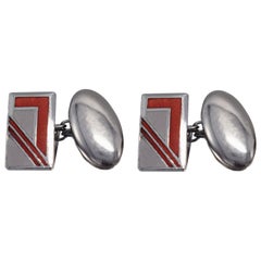 Art Deco Men's Geometric Enamel Cufflinks, circa 1930s