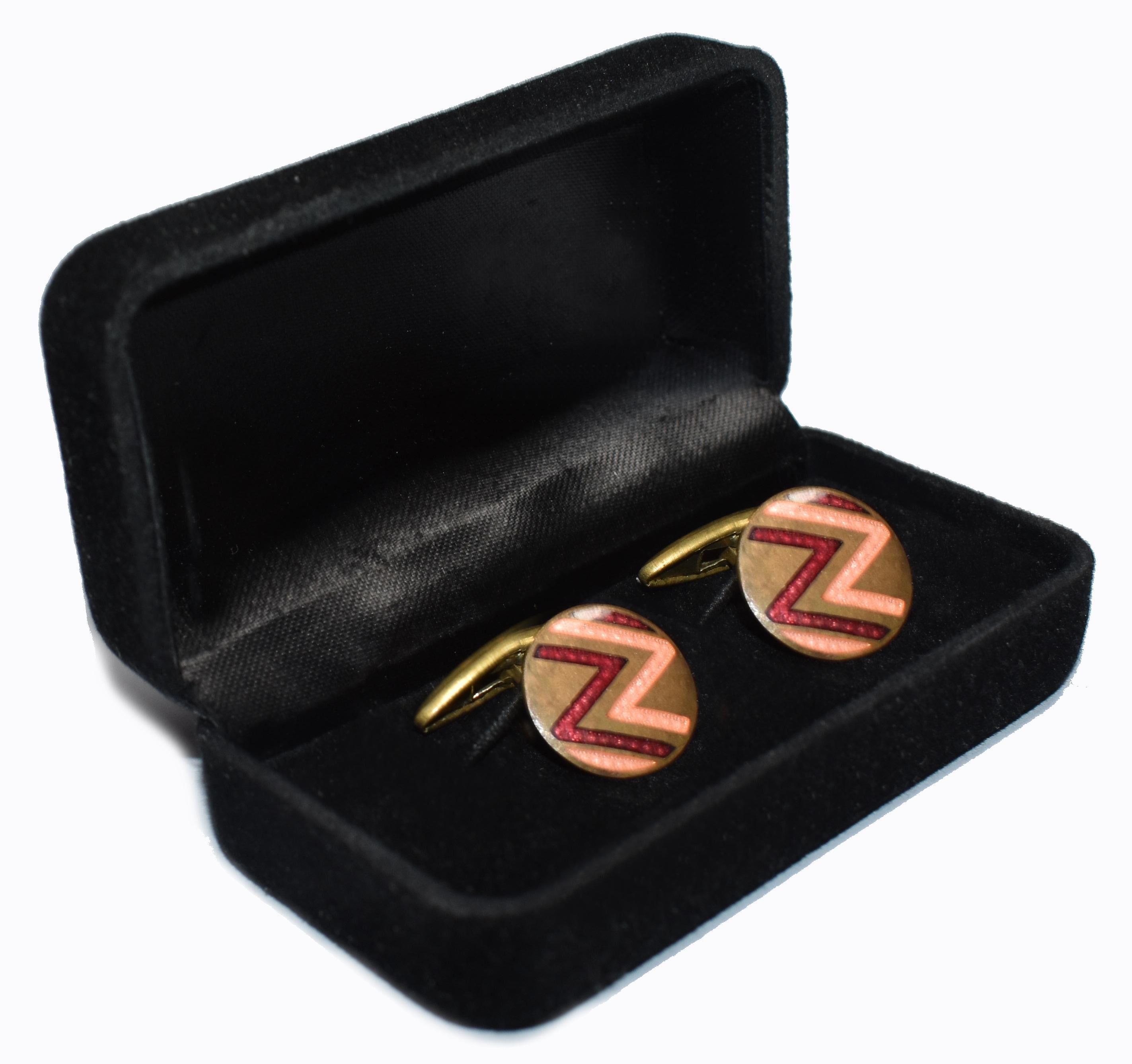 Art Deco Men's Geometric Enamel Cufflinks 7