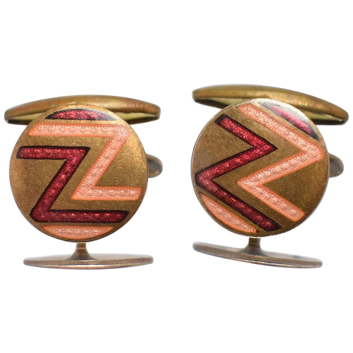 A rare find are these old new stock Art Deco cufflinks from the 1930's, never used and totally original to the period, we have several pairs. Great Art Deco geometric styling and colour, can't be confused with any other era can they? Condition is