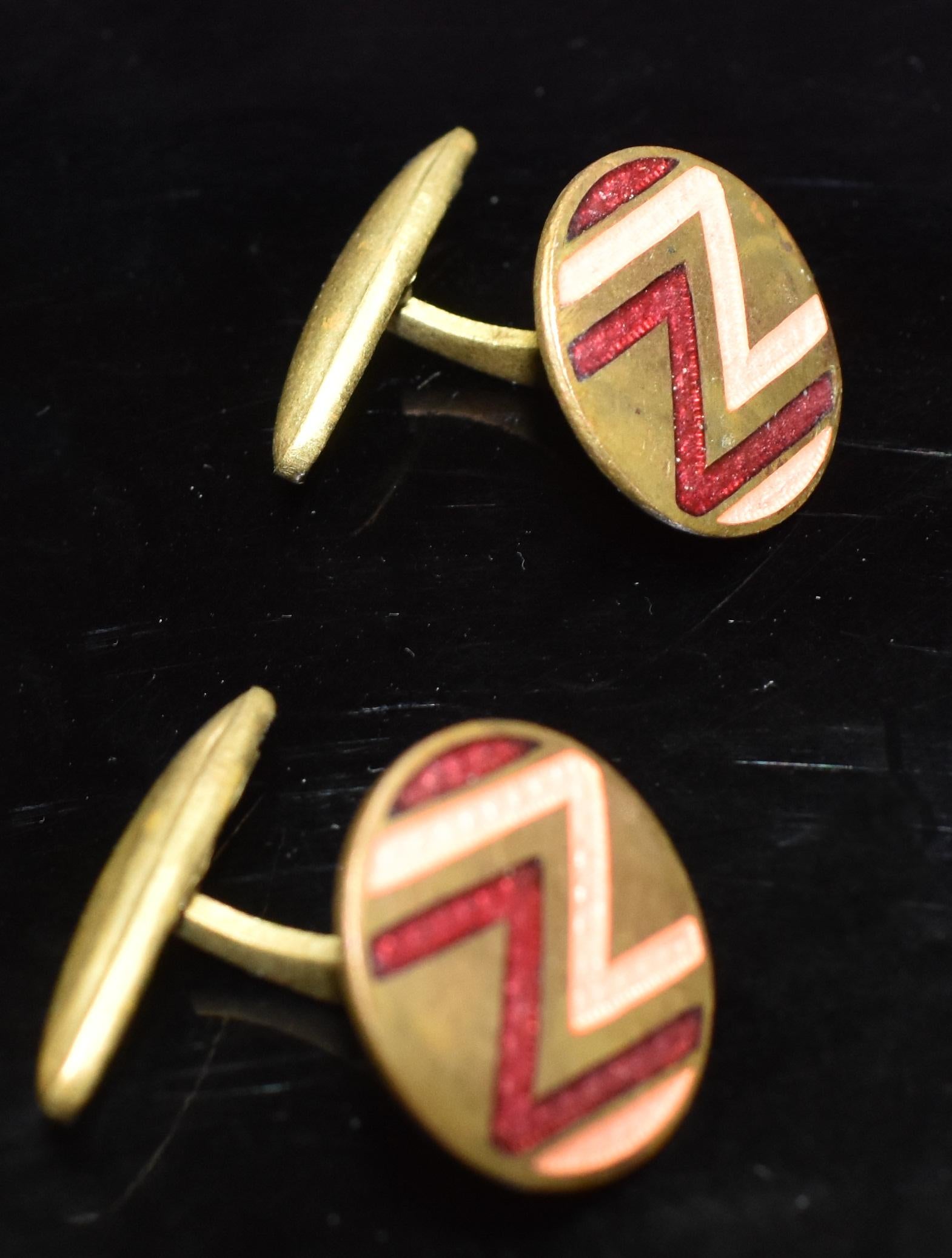 Art Deco Men's Geometric Enamel Cufflinks 4