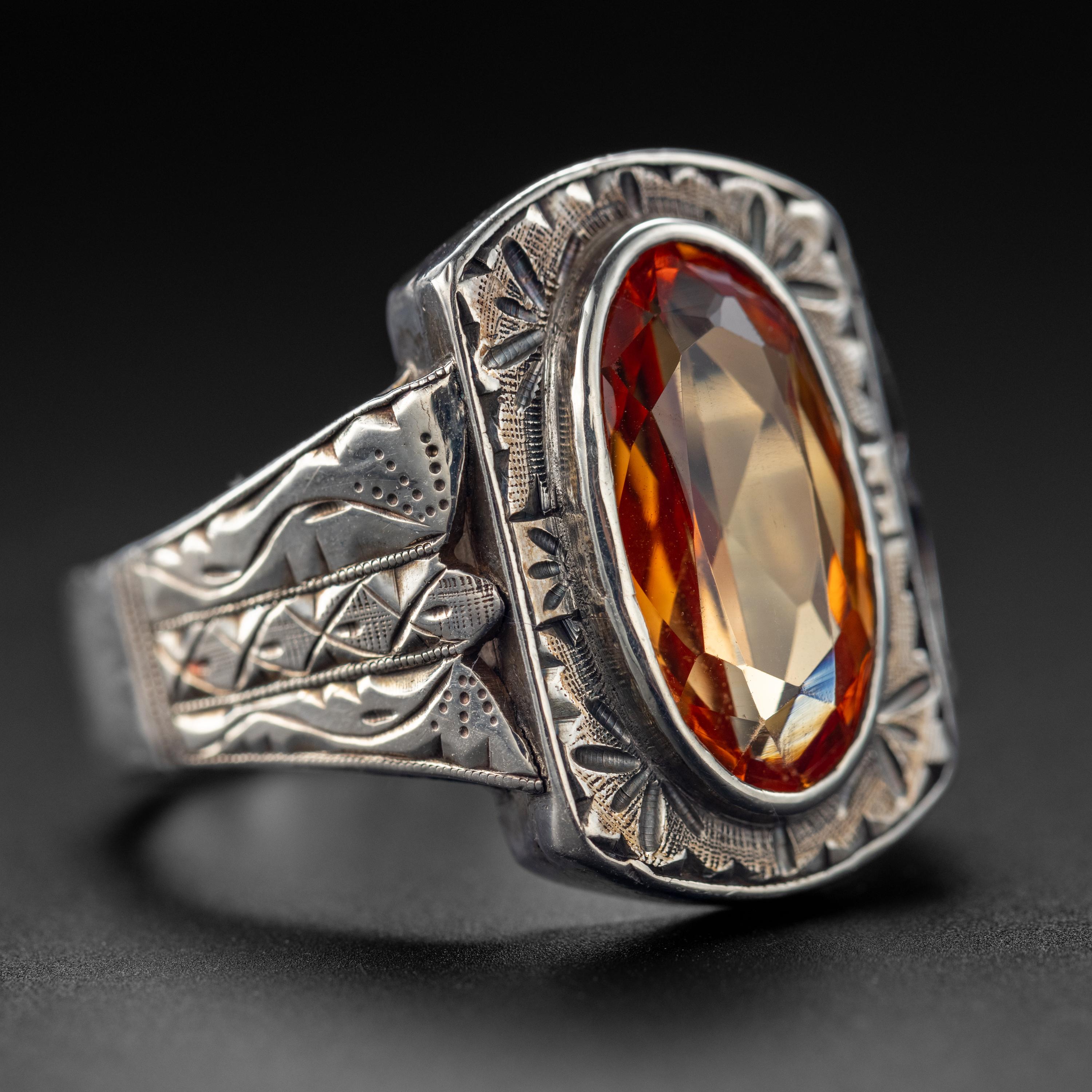 Oval Cut Art Deco Men's Sapphire Ring