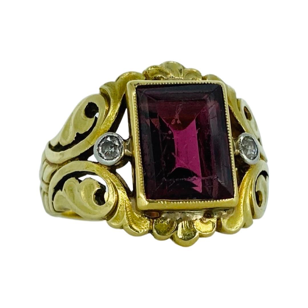 Royal Signet-Ring für Herren mit 4,20 Karat Turmalin und Diamanten im Einzelschliff (Art déco) im Angebot