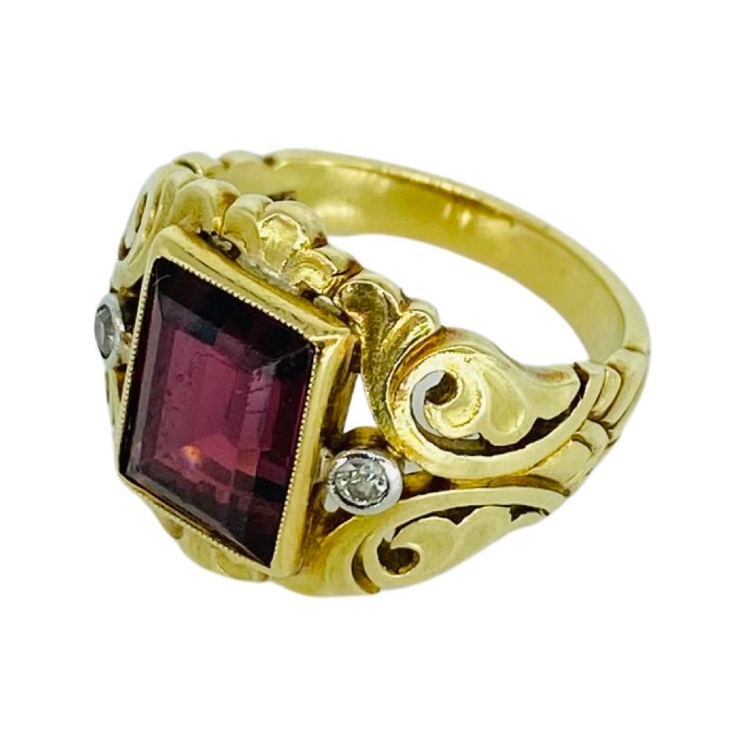 Royal Signet-Ring für Herren mit 4,20 Karat Turmalin und Diamanten im Einzelschliff (Smaragdschliff) im Angebot