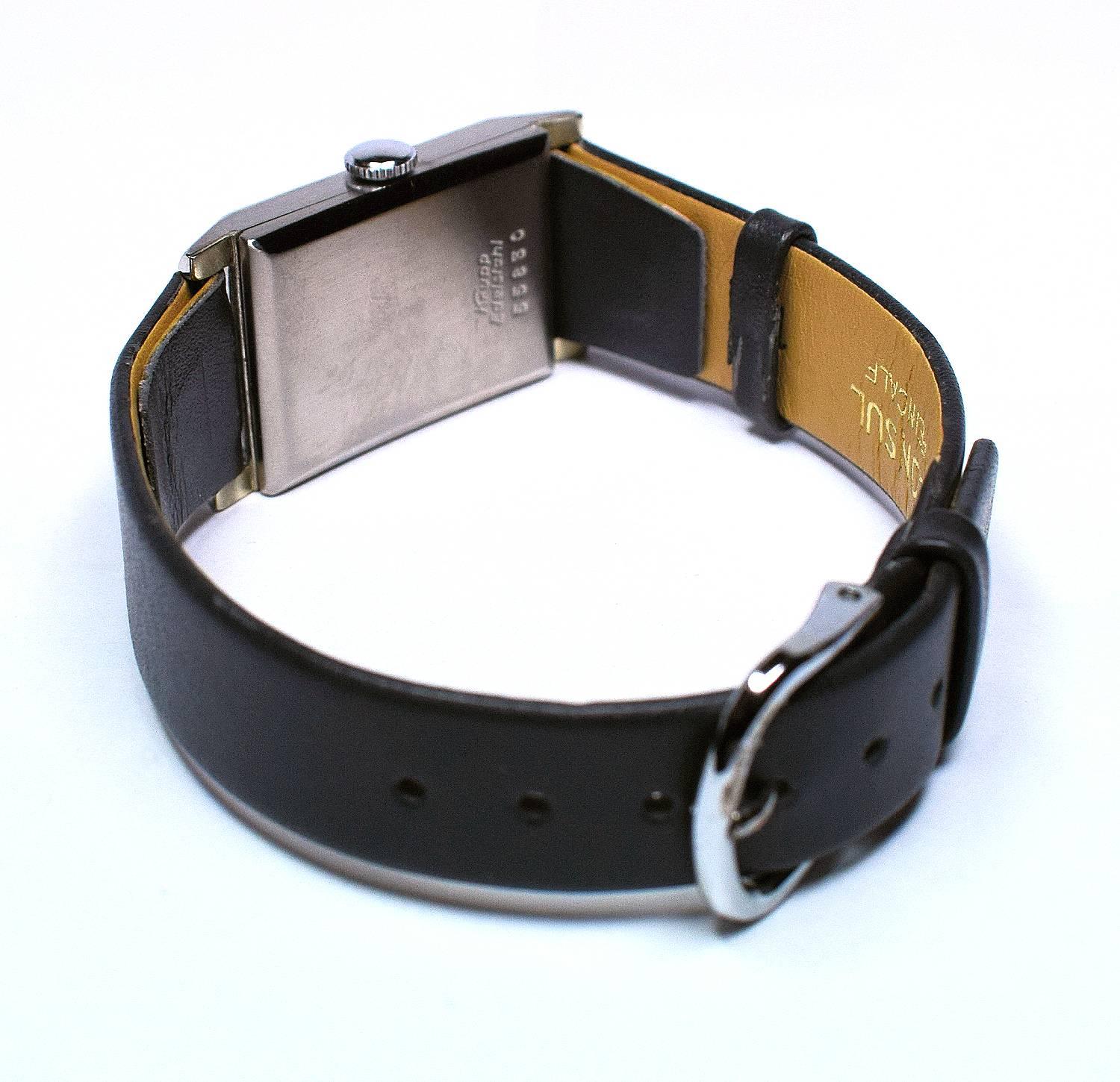 Steel Art Deco Men's Very Rare Zentra Wristwatch