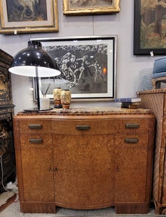 Art Deco Mercier Fréres French Sideboard, Buffet, Wood, Marble