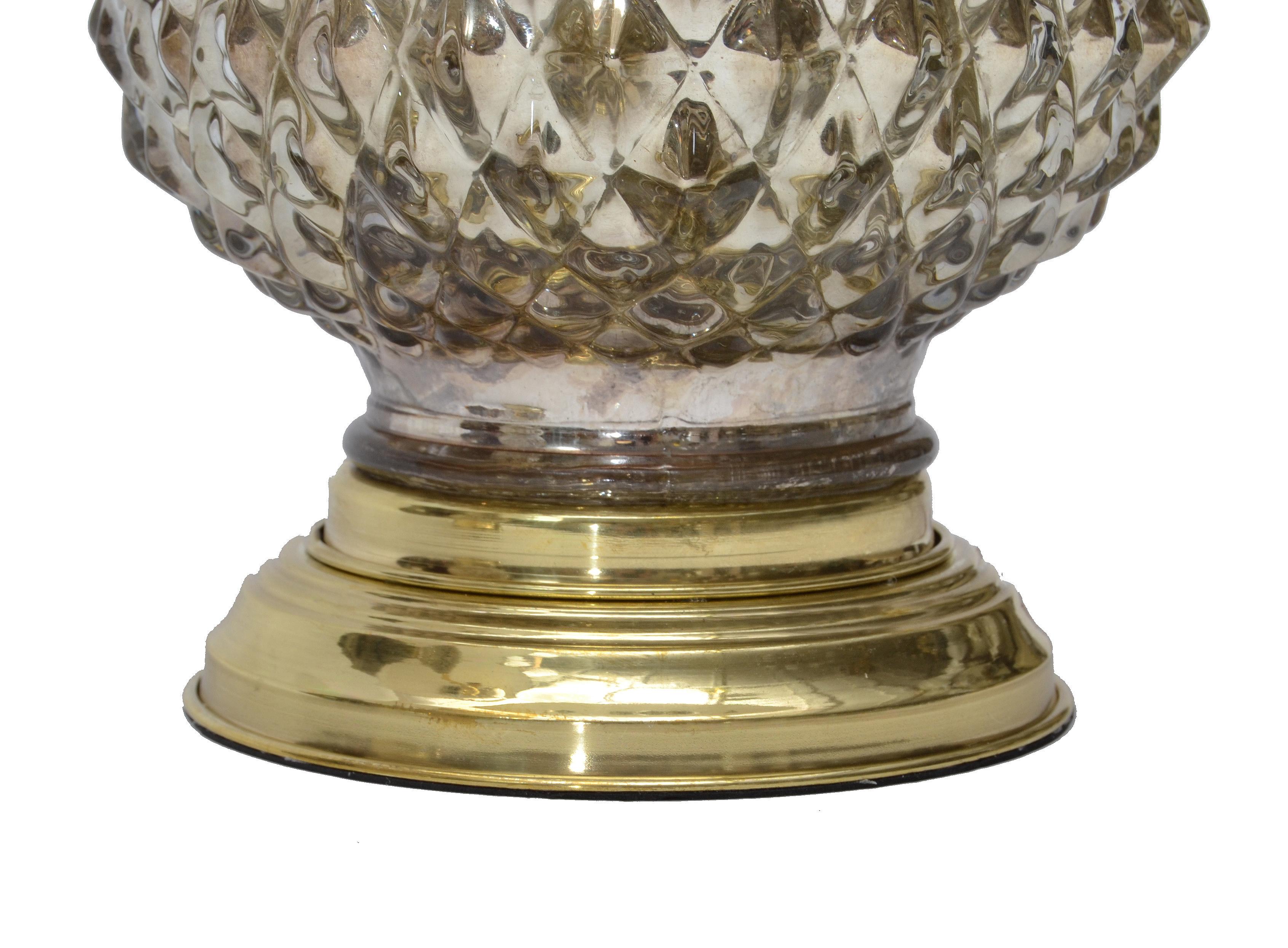 Art Deco Mercury Glass Pineapple Table Lamps, Pair For Sale 1