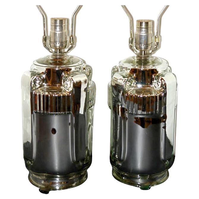 Art-déco-Tischlampen aus Mercury-Glas