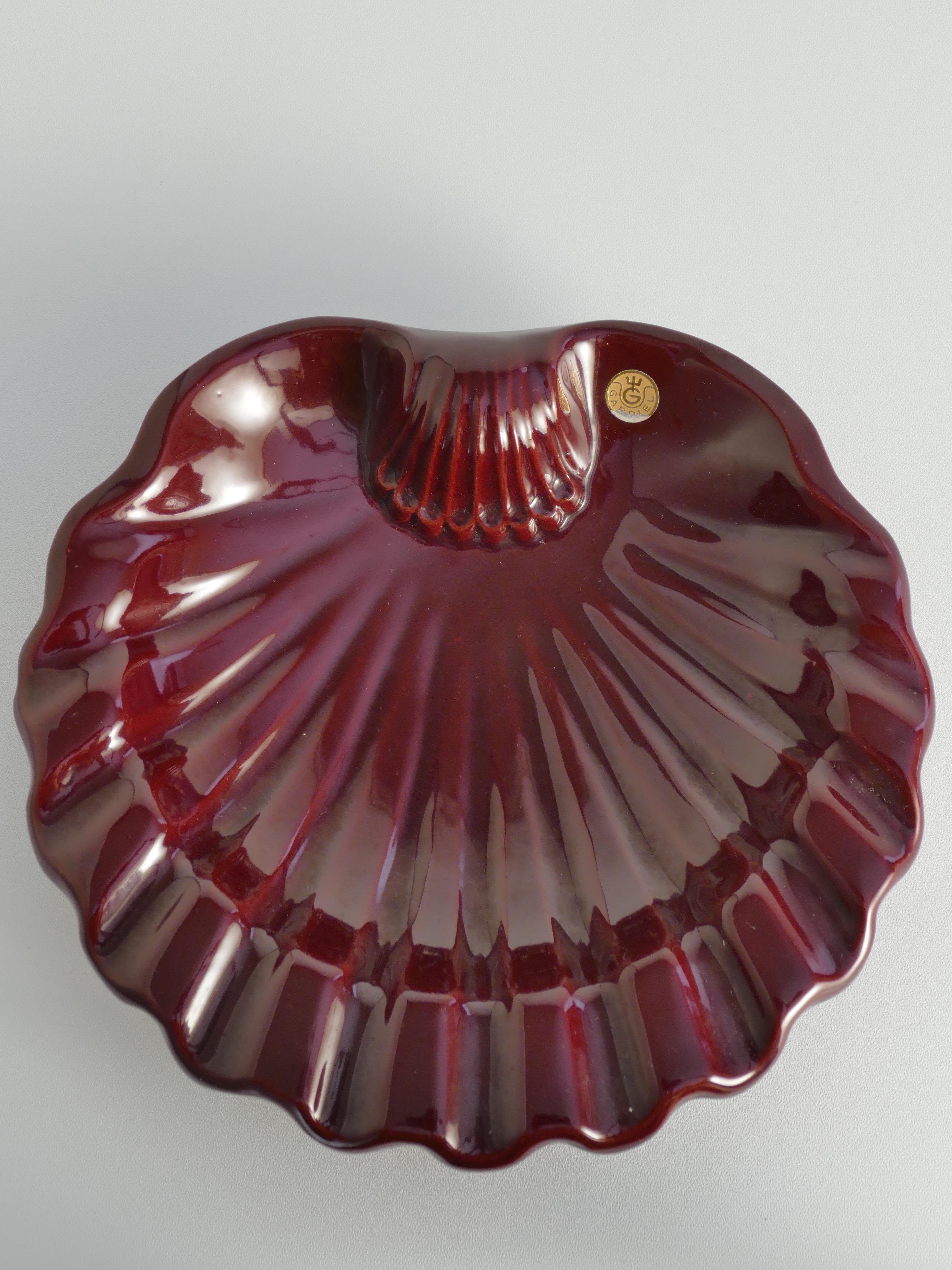 Vide-Poche de cerámica Art Decó rojo merlot de Gabriel Keramik, Suecia Años 60 Sueco en venta
