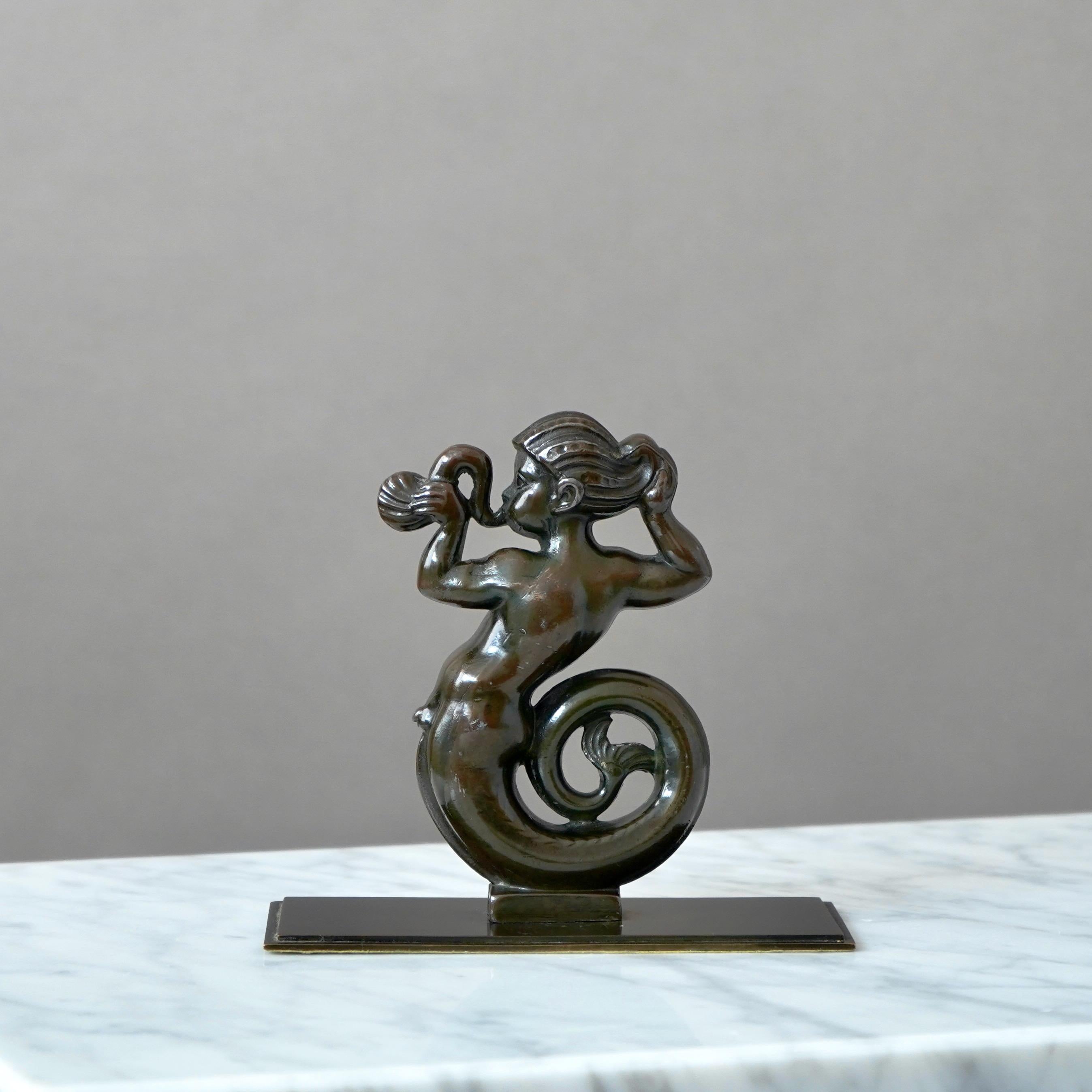 Danish Art Deco Merman Najad Sculpture by Just Andersen, Denmark, 1930s For Sale