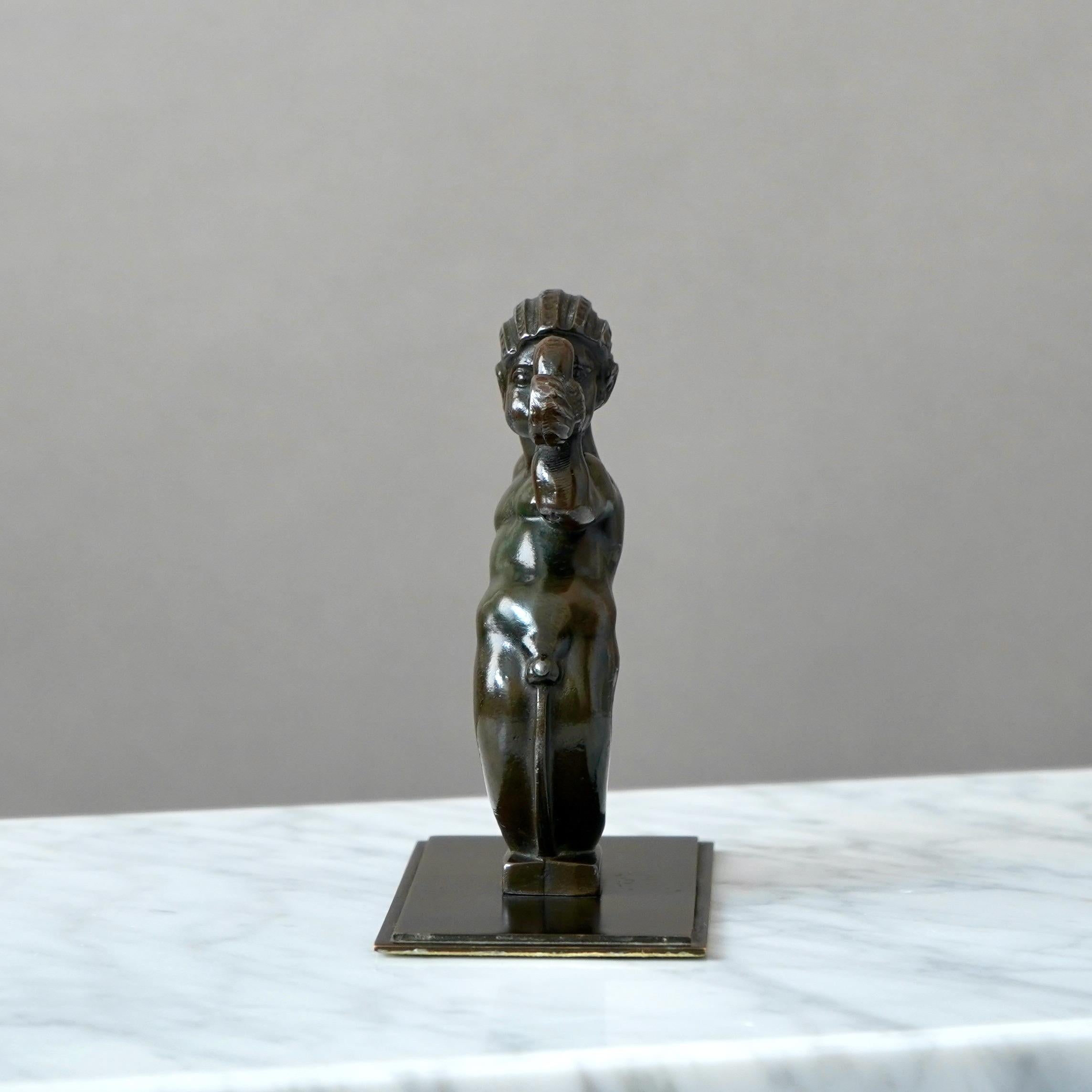 Metal Art Deco Merman Najad Sculpture by Just Andersen, Denmark, 1930s For Sale