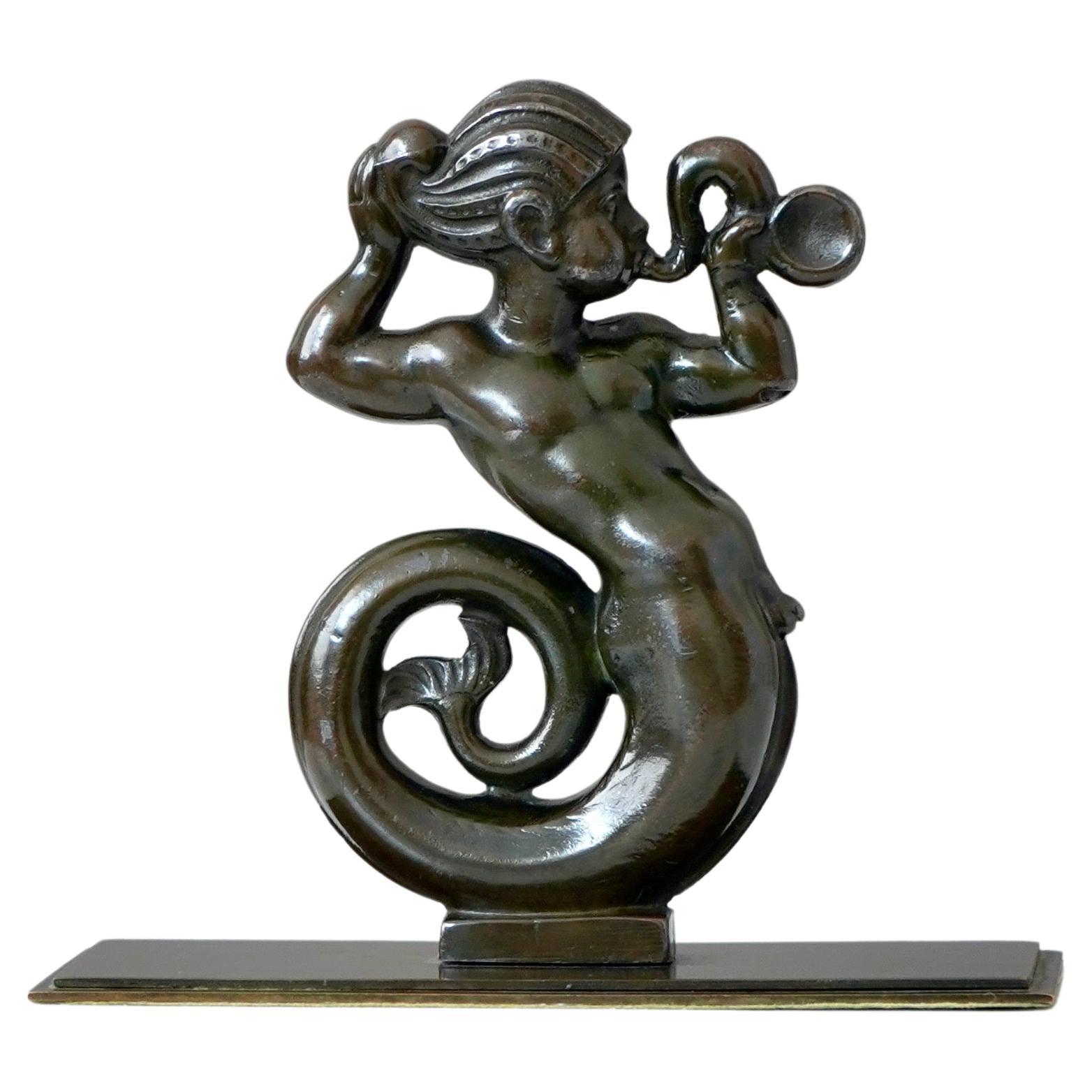 Art Deco Merman Najad Sculpture by Just Andersen, Denmark, 1930s