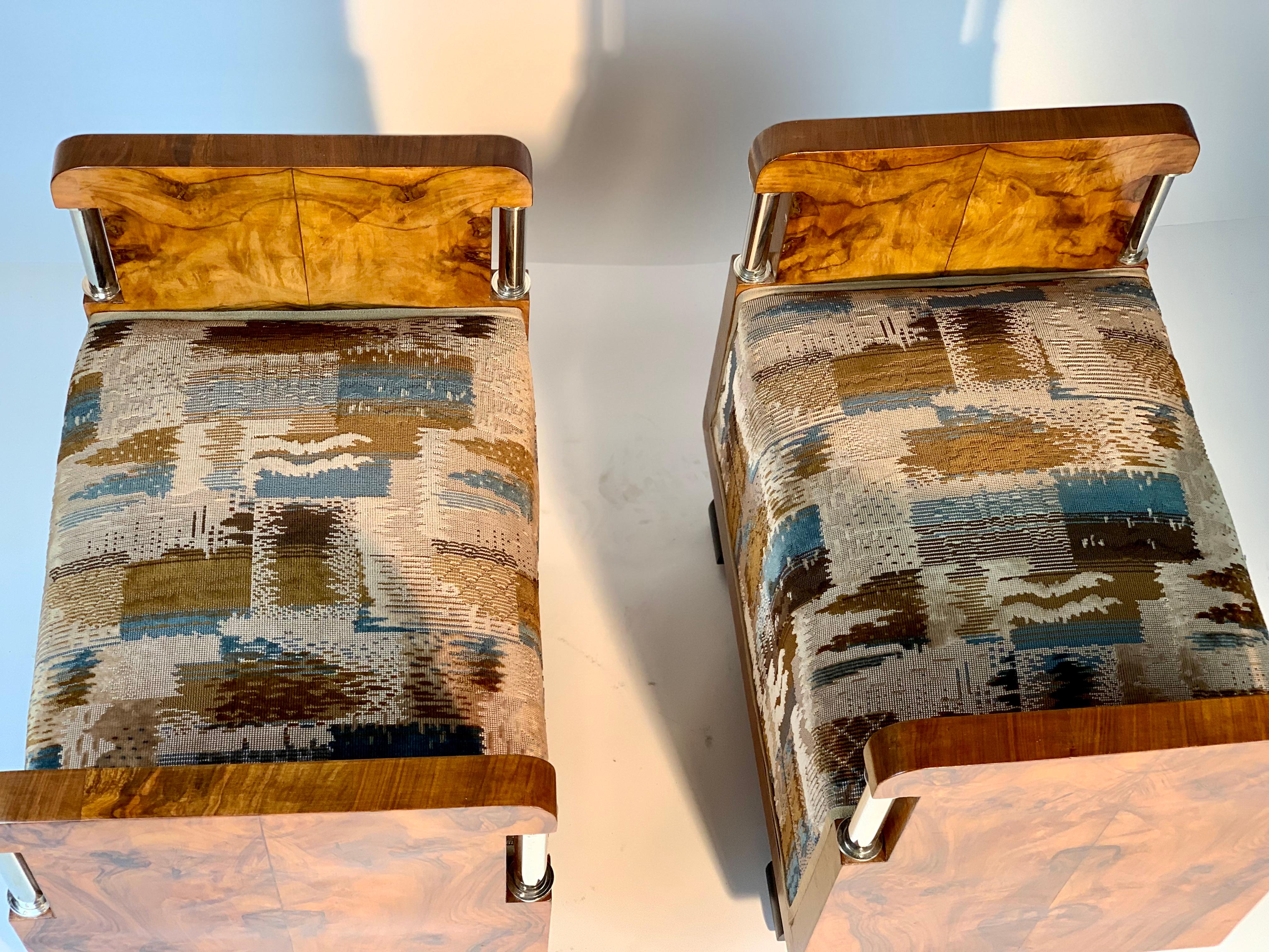 Art Deco Meroni E Fossati Italian Pair of Stools Original  Velvet 2
