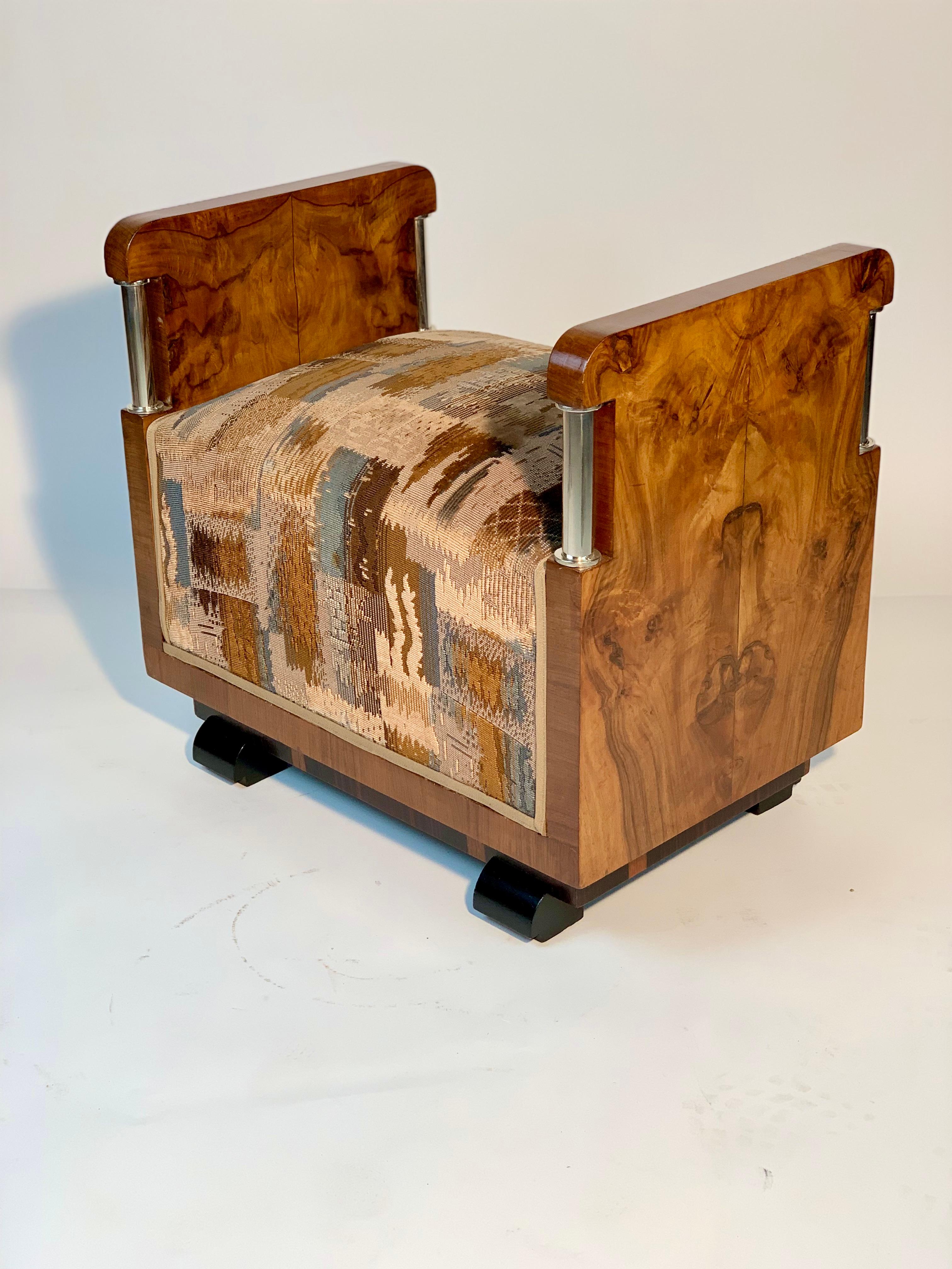 Art Deco Meroni E Fossati Italian Pair of Stools Original  Velvet 3