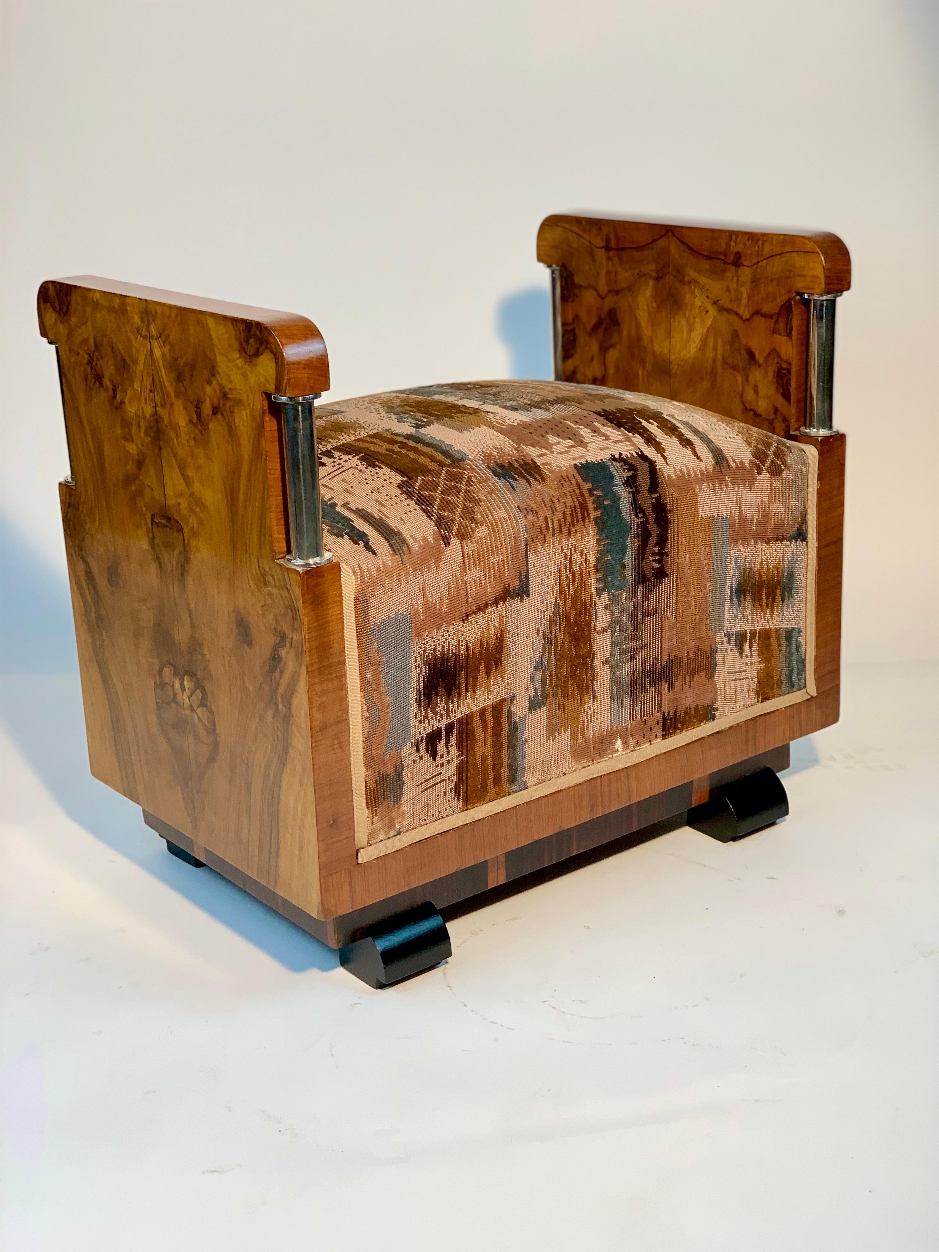 Art Deco Meroni E Fossati Italian Pair of Stools Original  Velvet 4