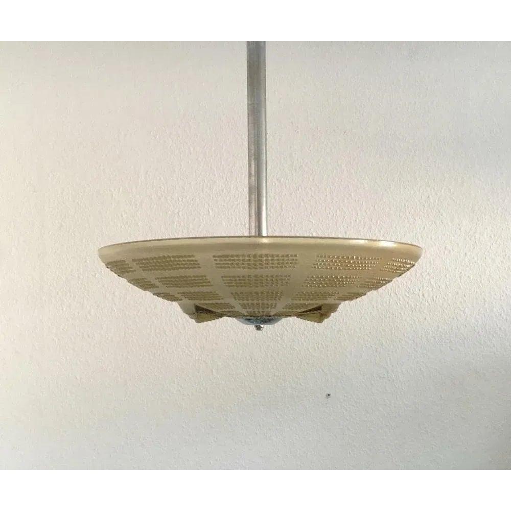 Lampada da soffitto in vetro e metallo in stile Art Deco in vendita 4