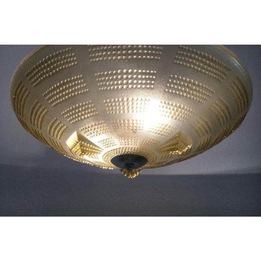Lampada da soffitto in vetro e metallo in stile Art Deco in vendita 5