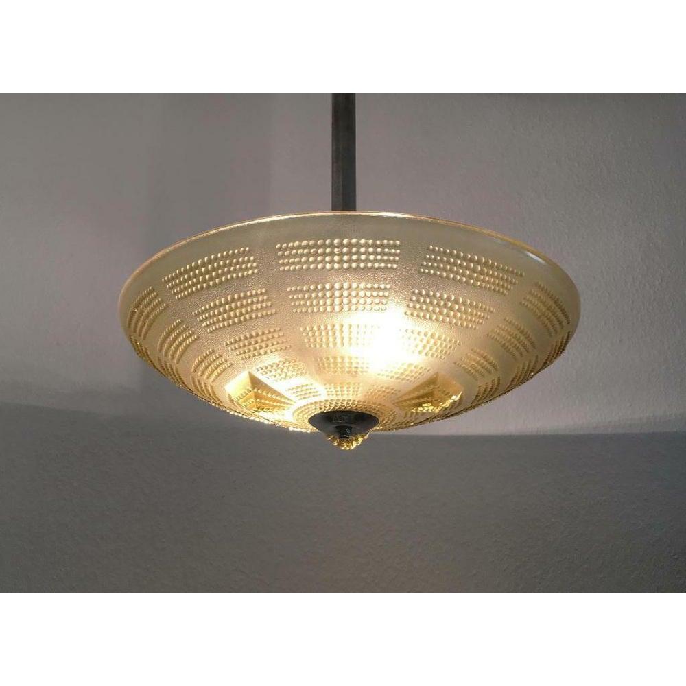 Metallo Lampada da soffitto in vetro e metallo in stile Art Deco in vendita