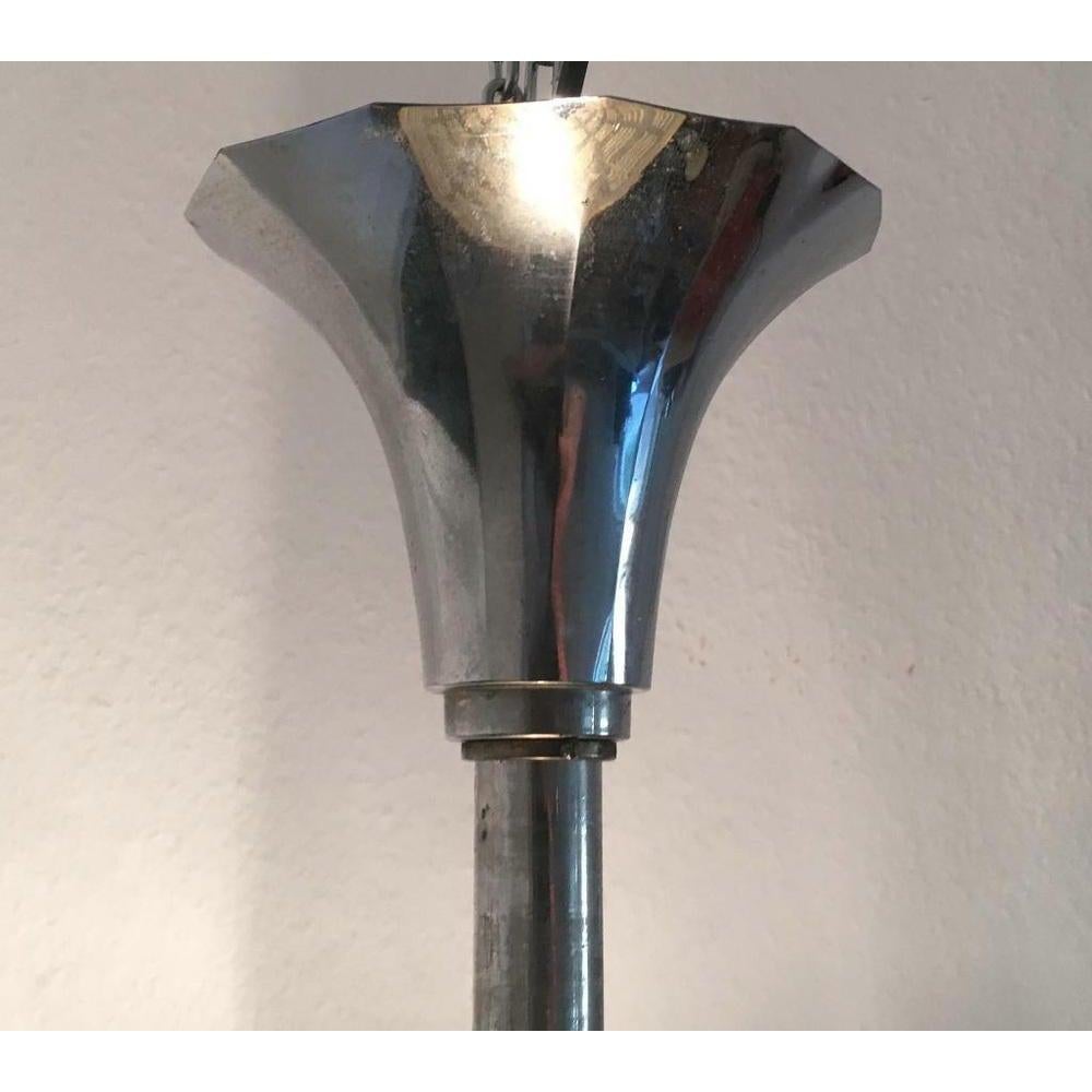 Lampada da soffitto in vetro e metallo in stile Art Deco in vendita 1