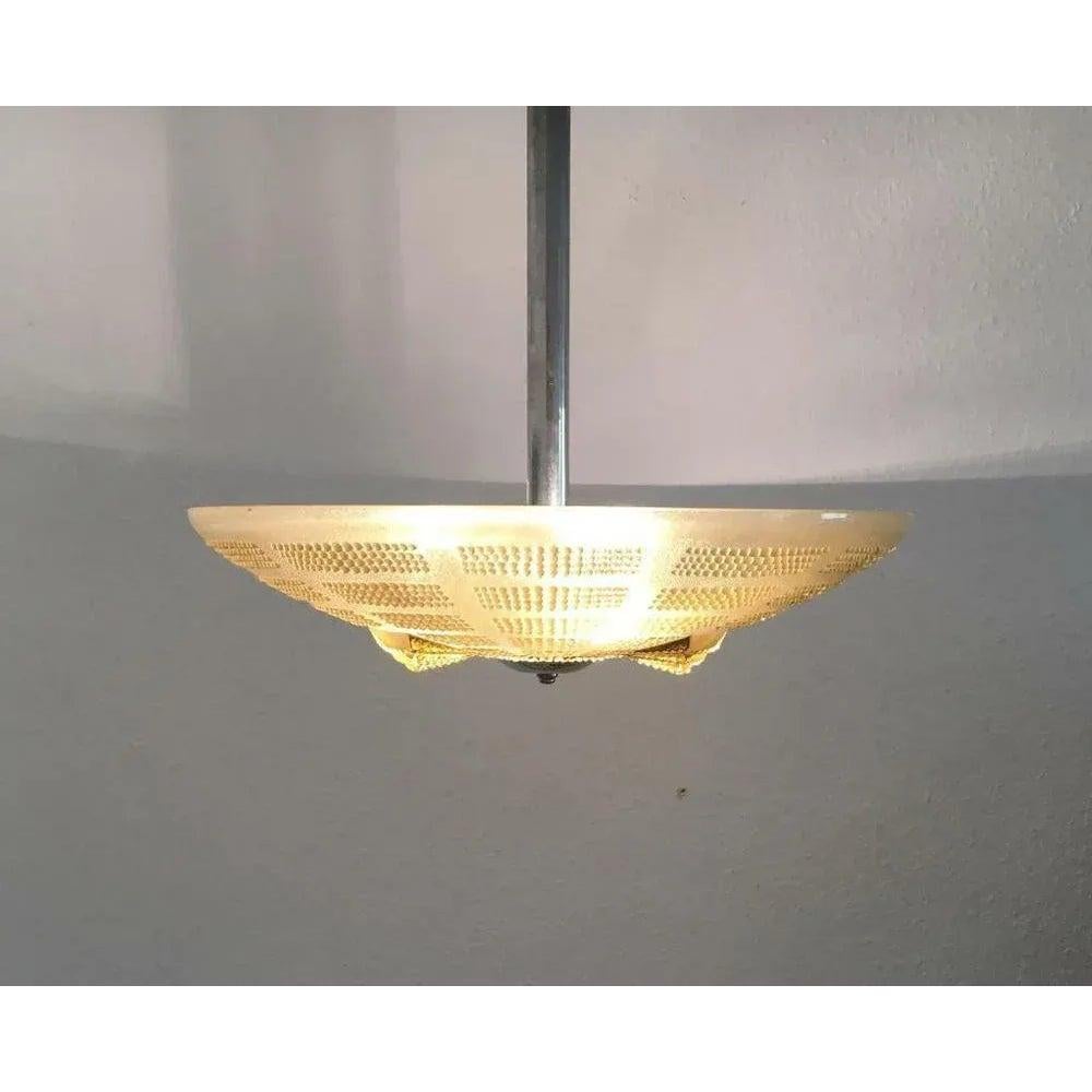 Lampada da soffitto in vetro e metallo in stile Art Deco in vendita 3