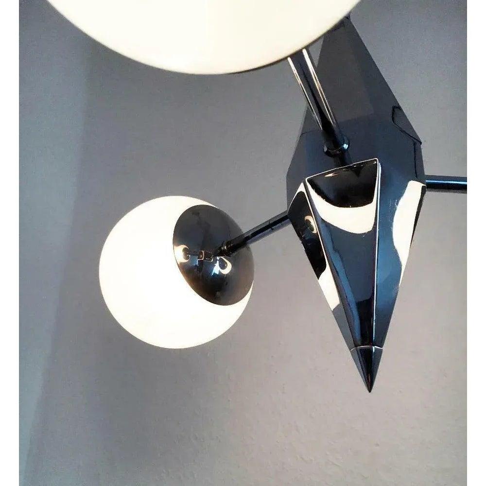 Lampadario Art Deco in metallo e vetro in vendita 5
