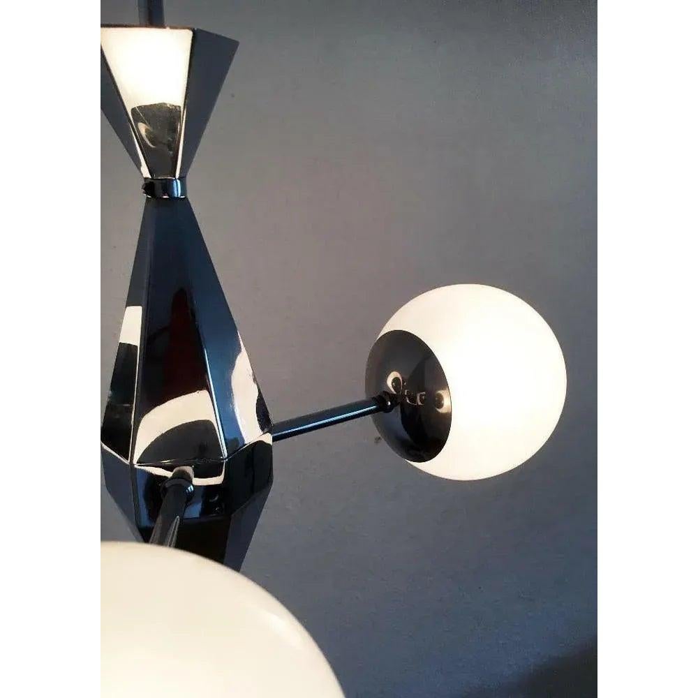 Lampadario Art Deco in metallo e vetro in vendita 7