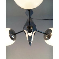 Art Deco Metal and Glass Chandelier