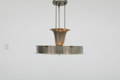 Art Deco Metal and Glass Daalderop Ceiling Light
