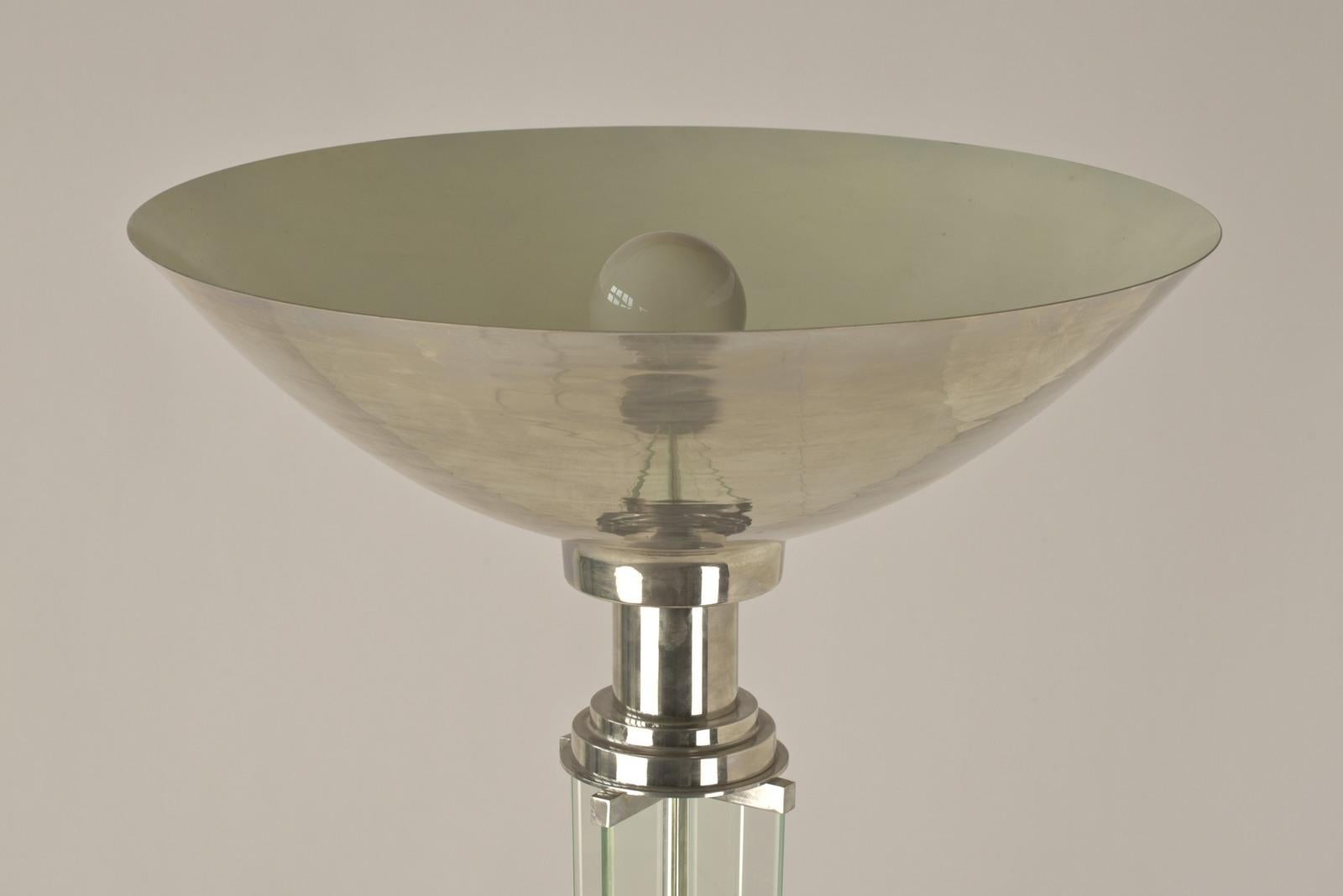 Art-déco-Stehlampe aus Metall und Glas, Frankreich – 1940er Jahre  im Angebot 4