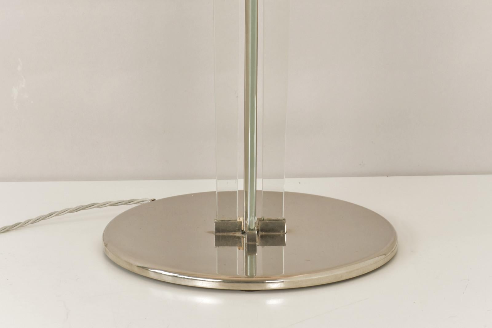 Mid-20th Century Art Deco Metal and Glass Floor Lamp, France - 1940s  For Sale