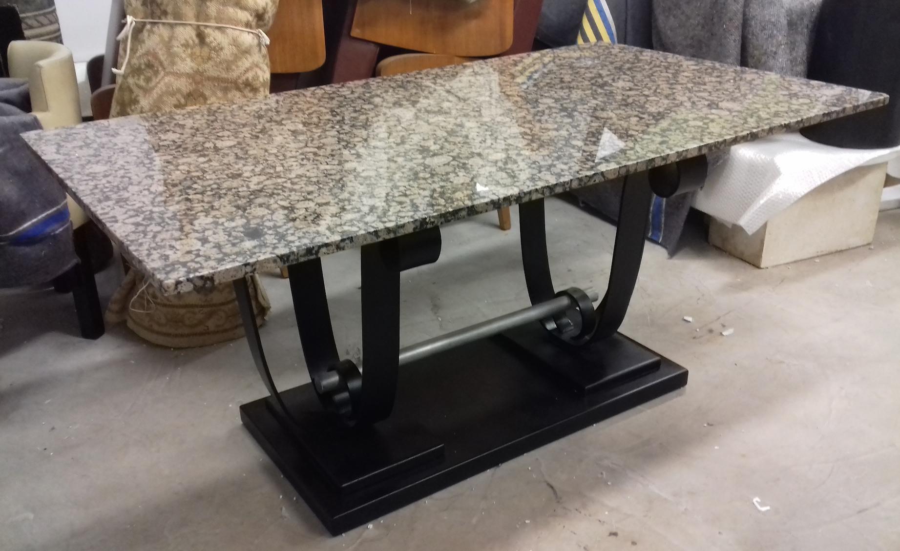 Art Deco Metal and Marble-Top Table, circa 1935 For Sale 3