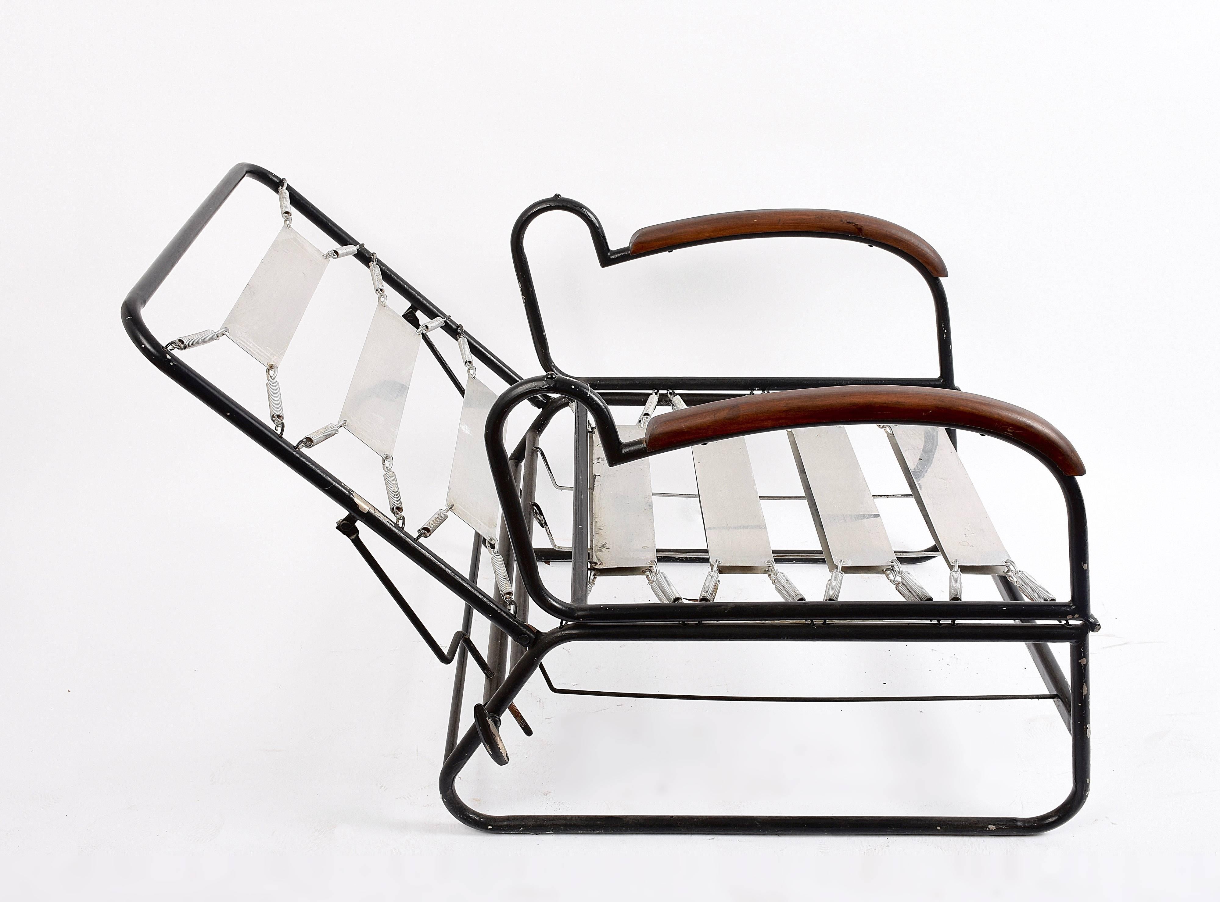 Art Deco Metal and Wood Adjustable Bed Armchair after Marcel Breuer, 1930s 6