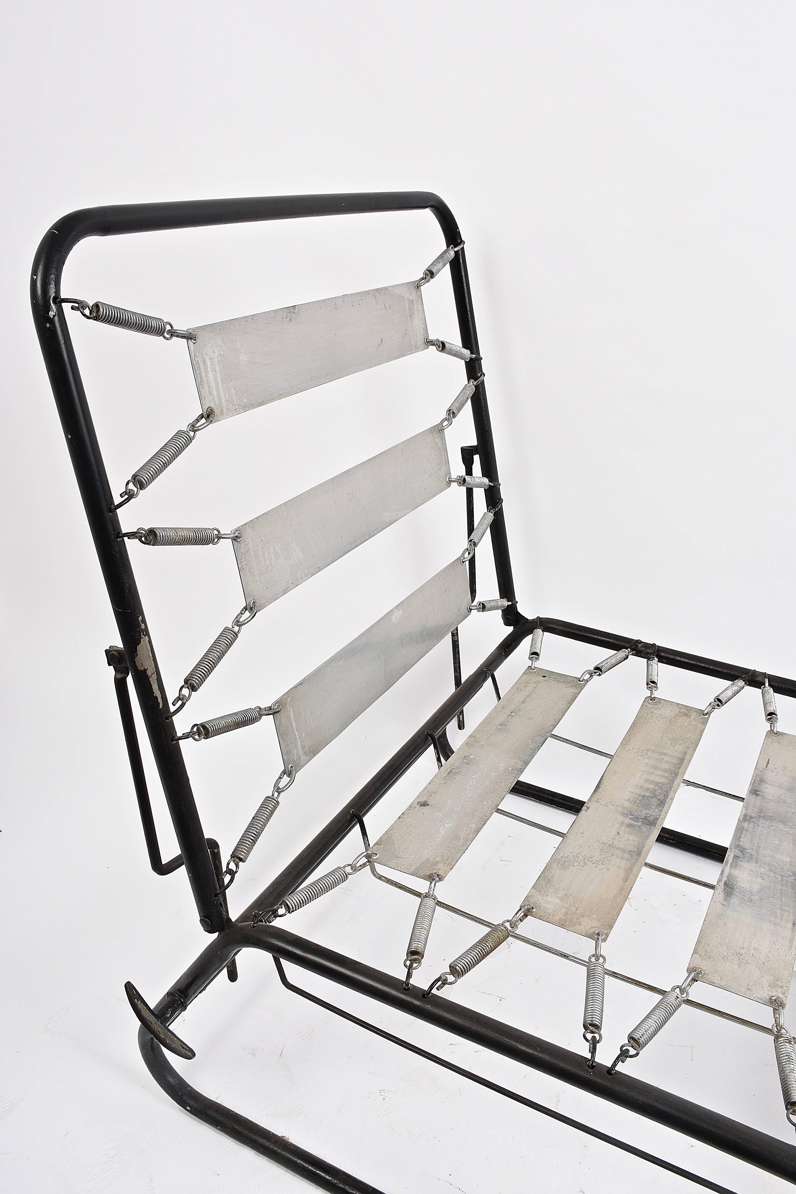 Art Deco Metal and Wood Adjustable Bed Armchair after Marcel Breuer, 1930s 1