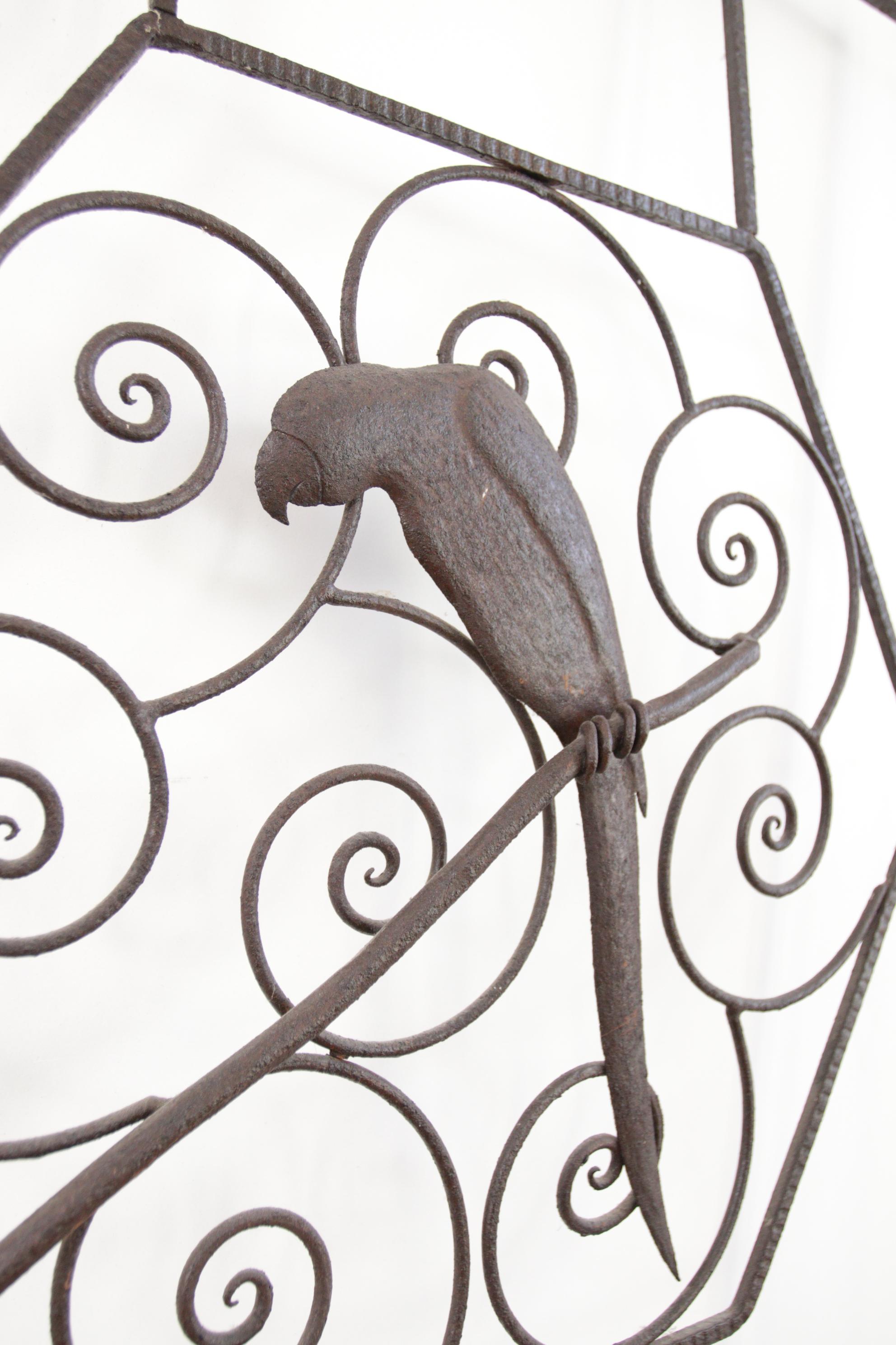 Art Deco Metal Coat Rack Umbrella Stand with Parrot For Sale 4