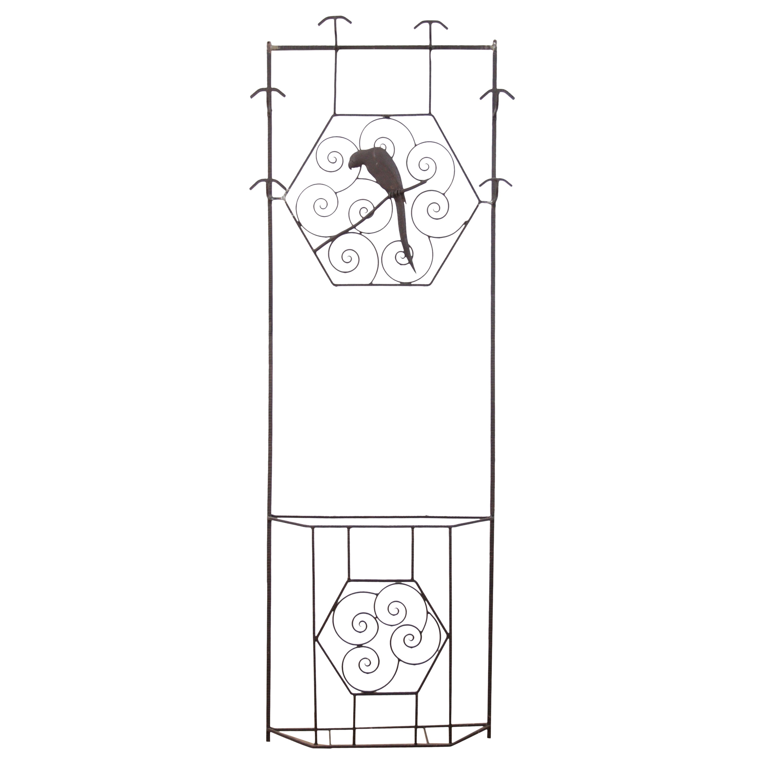 Art Deco Metal Coat Rack Umbrella Stand with Parrot