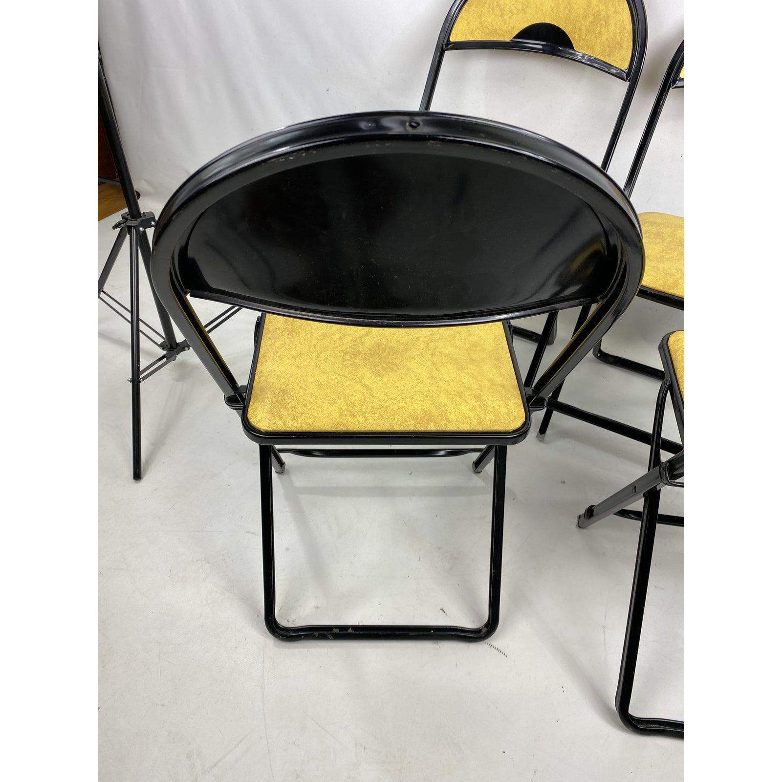 Mid-20th Century Art Deco Metal Folding Chairs, Set of 4 For Sale
