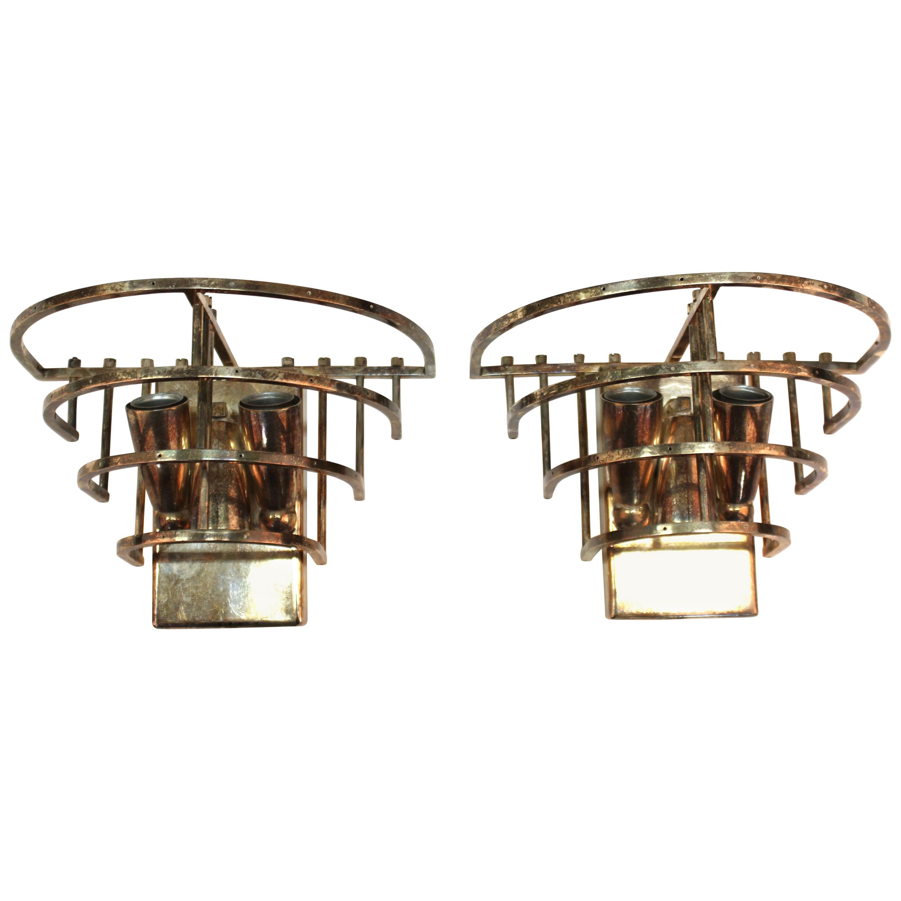 Art Deco Metal Frame Sconces For Sale