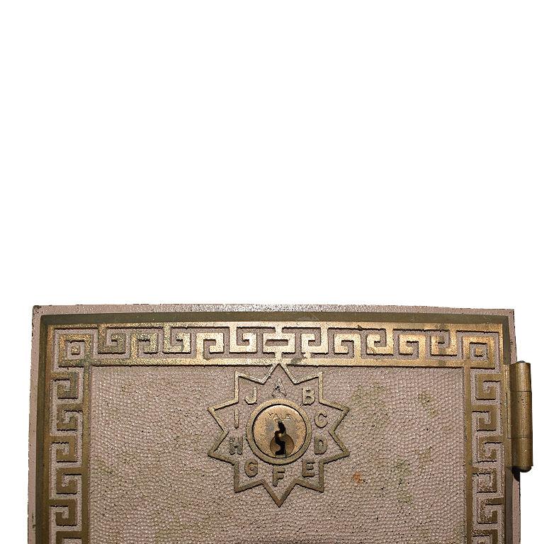 Art Deco Metal Post Office Box Covers with Lock In Good Condition For Sale In Oklahoma City, OK
