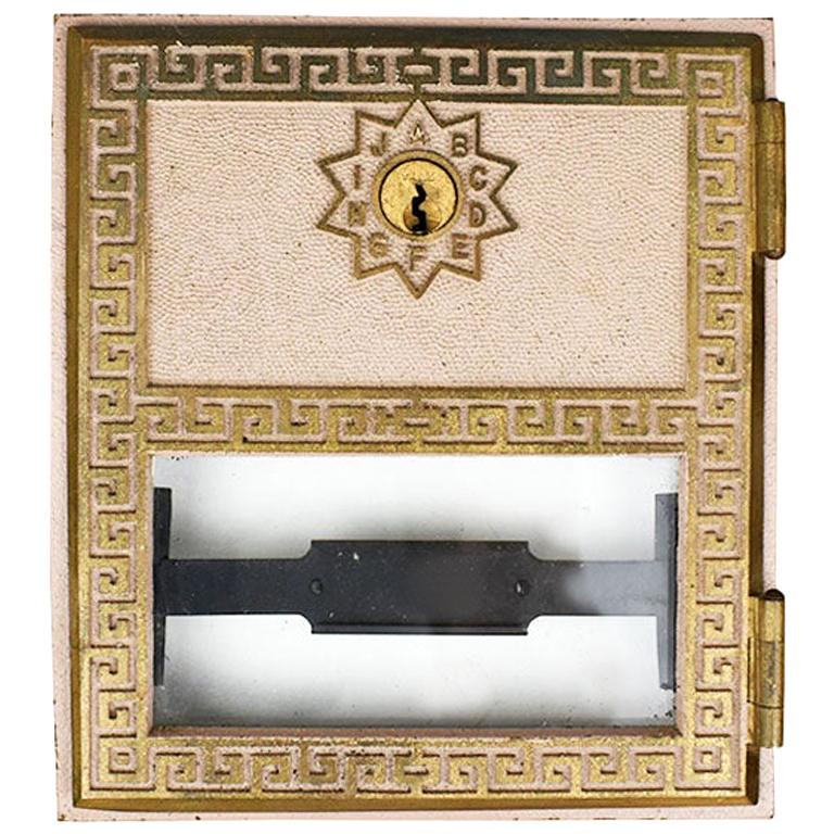 Art Deco Metal Post Office Box Covers with Lock For Sale