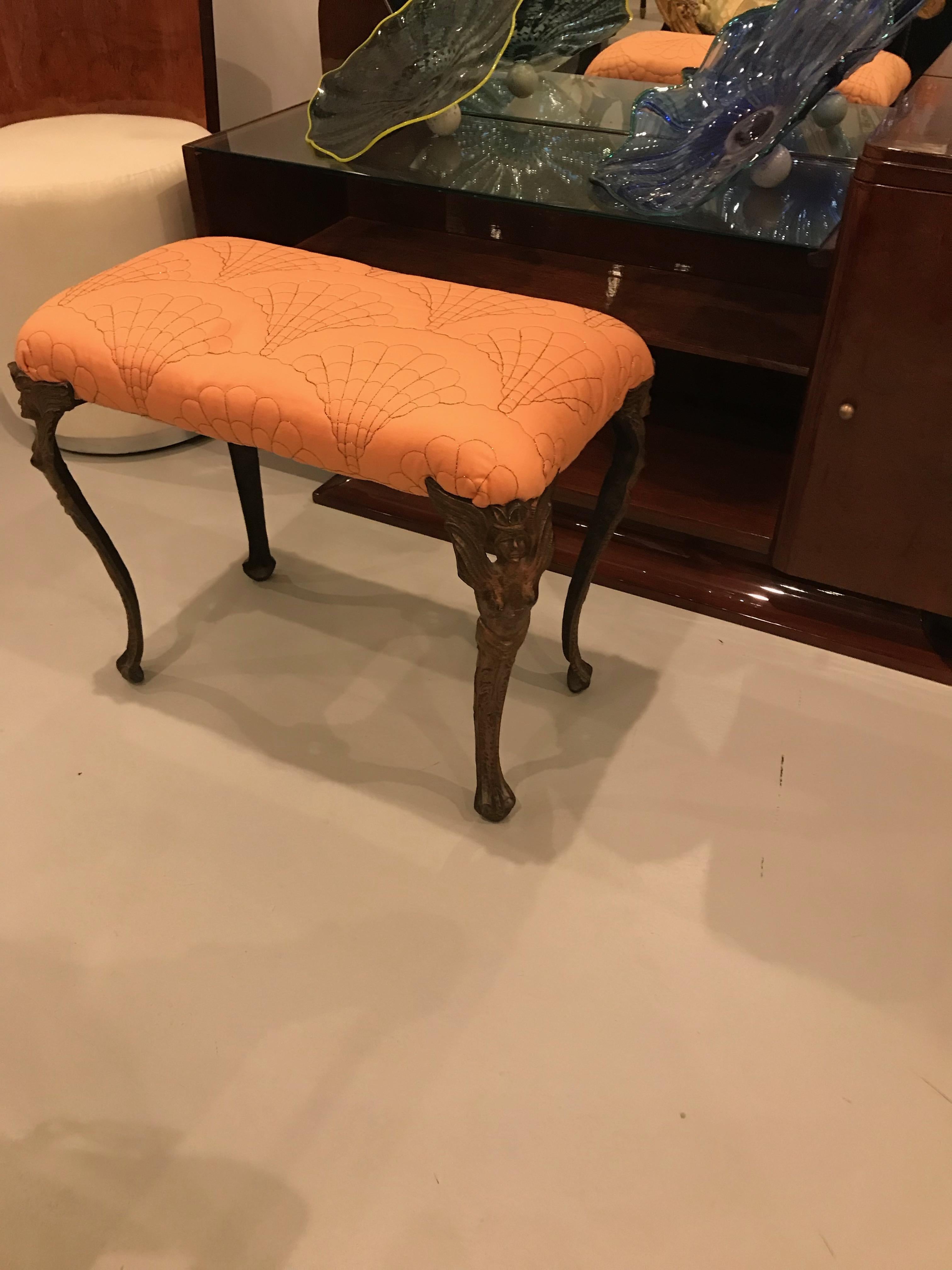 Art Deco Metal Vanity Bench 8