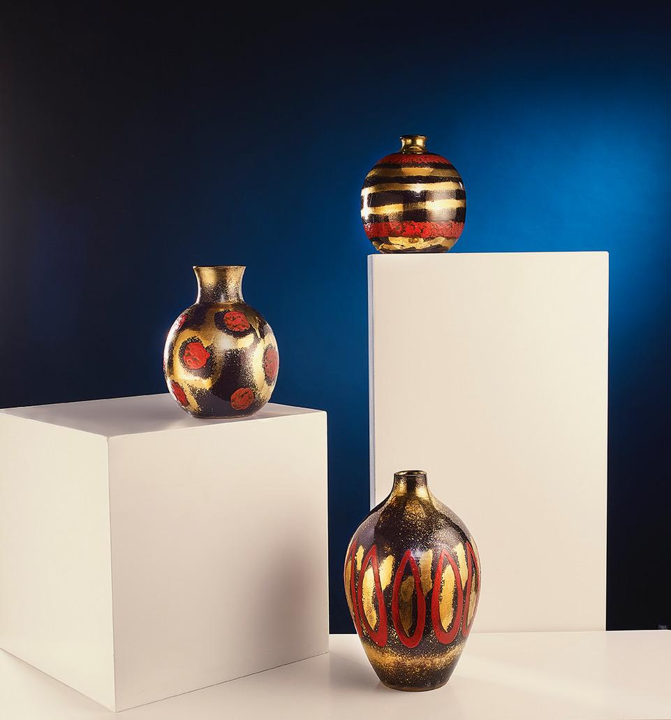 Art Déco Vaso in ceramica metallizzata Art Deco in vendita