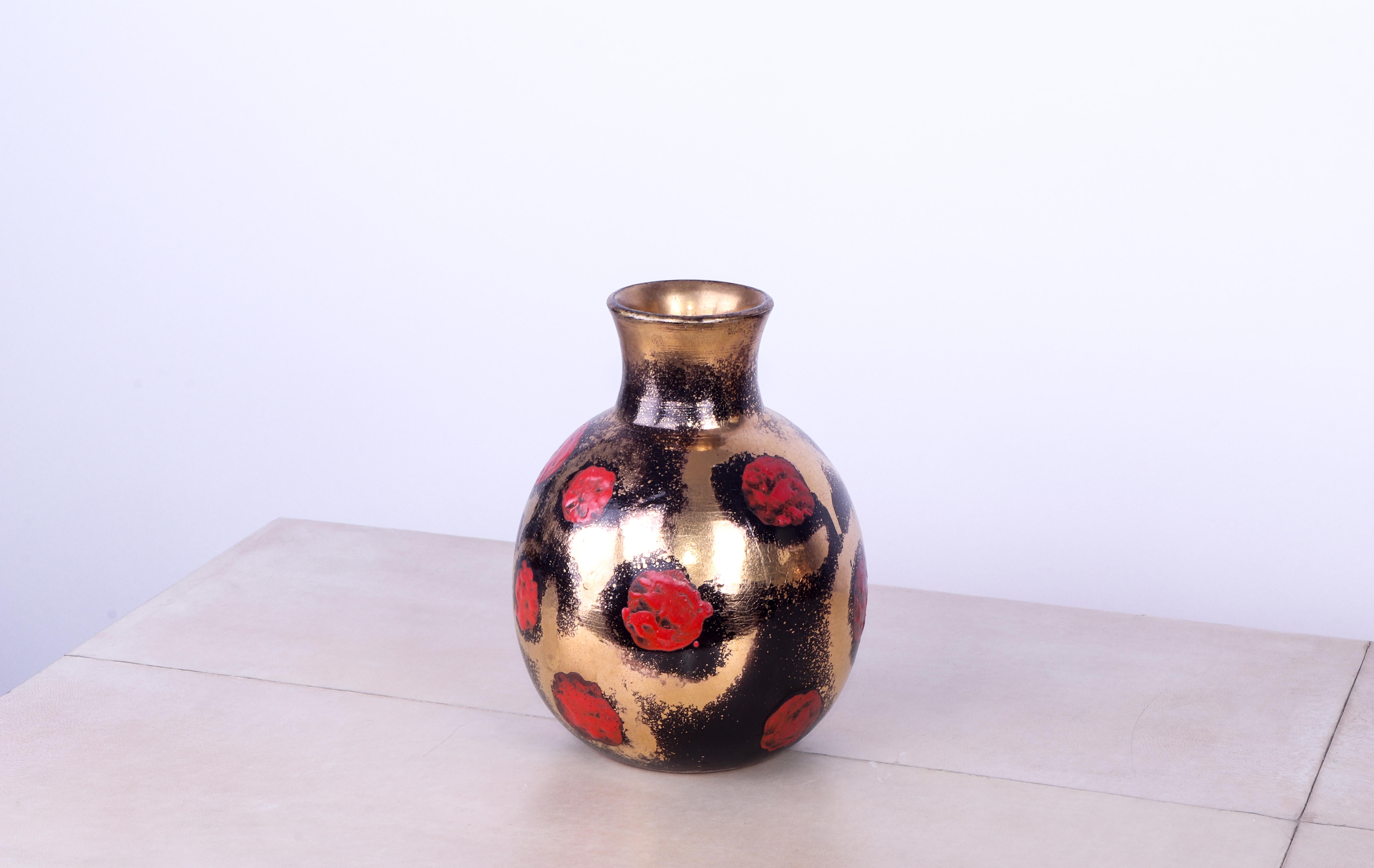 Vase Art déco en céramique métallique Excellent état - En vente à PARIS, FR
