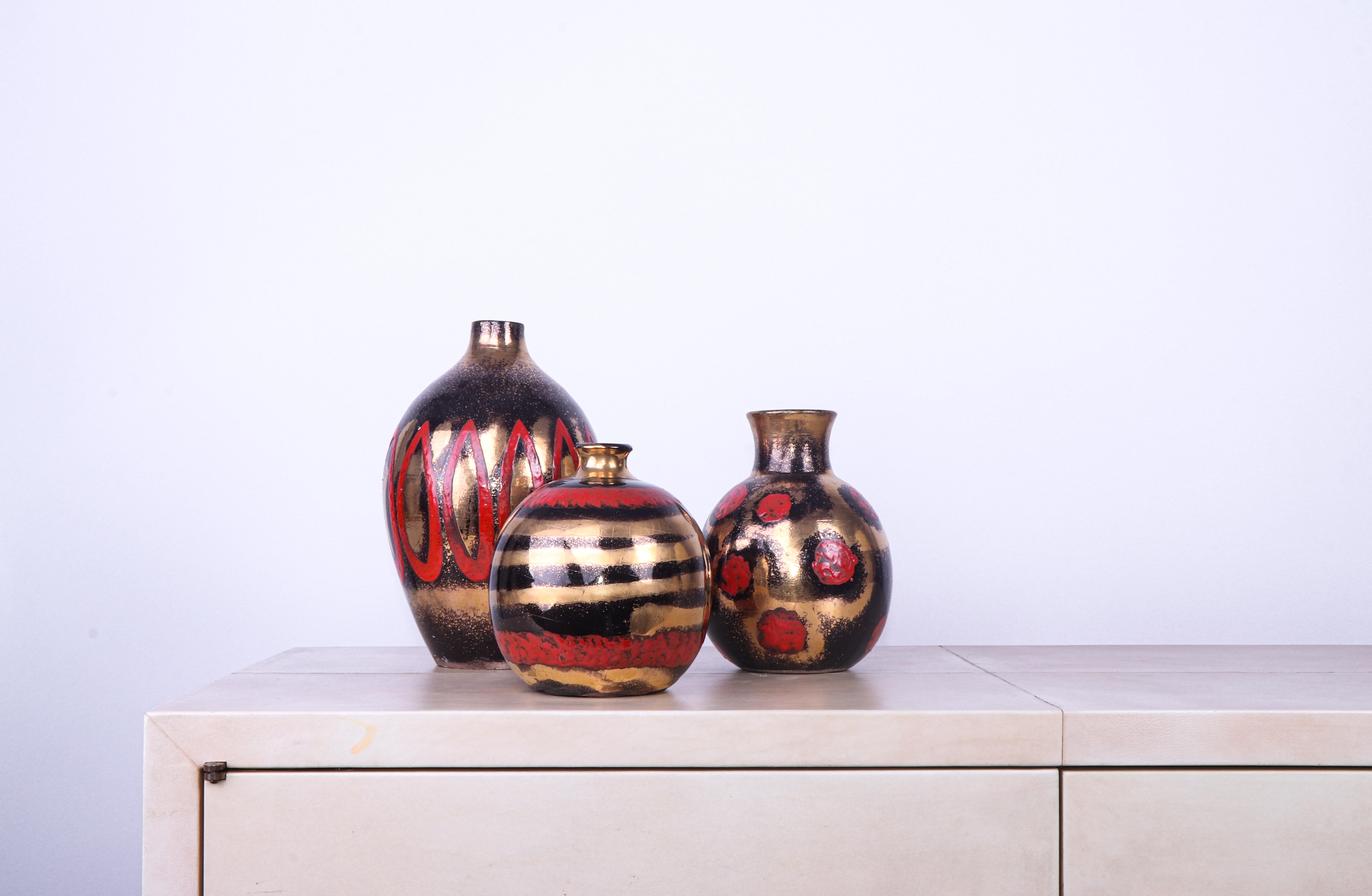 Céramique Vase Art déco en céramique métallique en vente