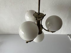Deckenleuchte aus Metallic-Silber mit 4 Kugeln im Art déco-Stil, 1940er Jahre